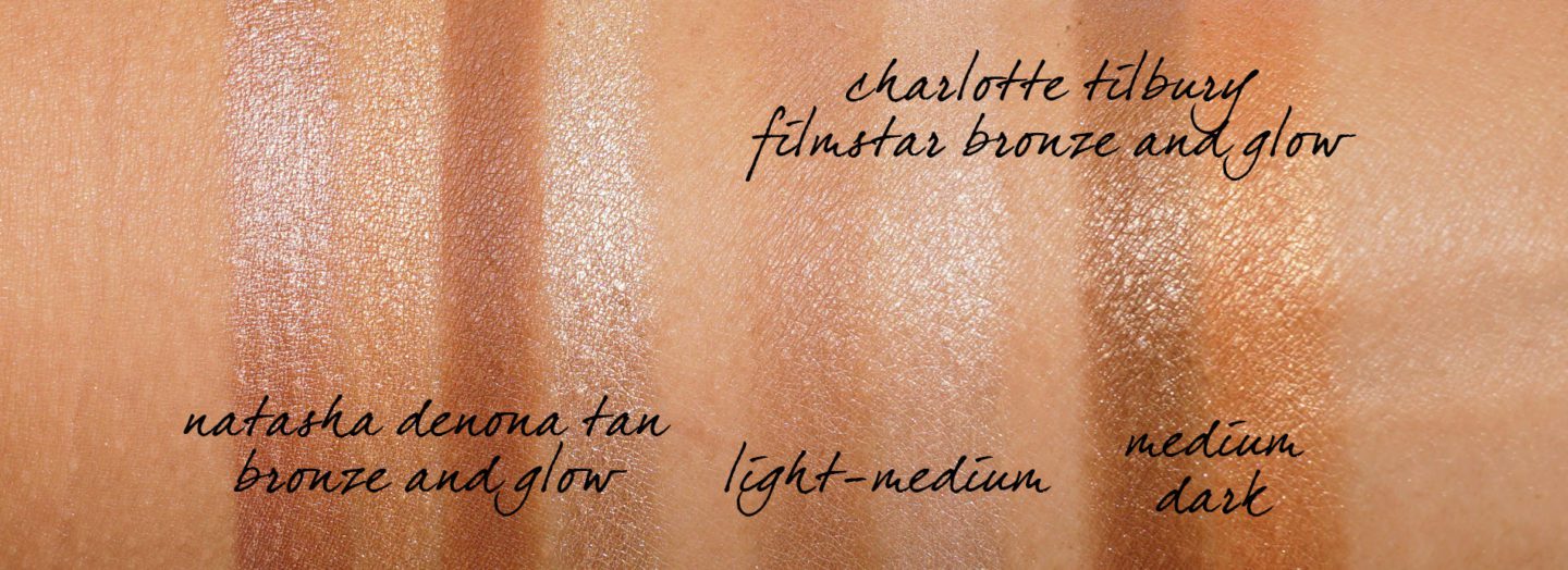 Natasha Denona Tan Bronze et Glow vs Charlotte Tilbury Filmstar Bronze et Glow