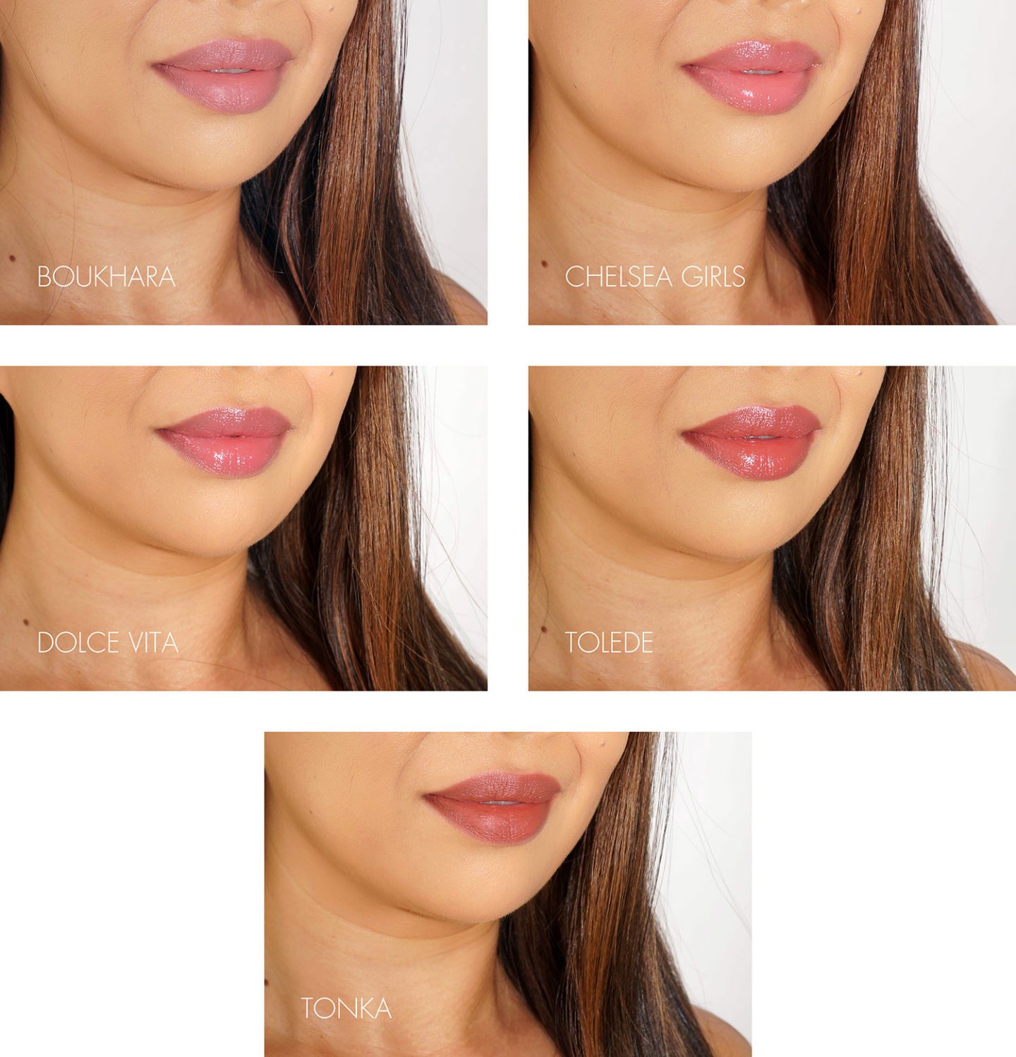 NARS Lipstick Swatches: Boukhara, Chelsea Girls, Dolce Vita, Tolede et Tonka