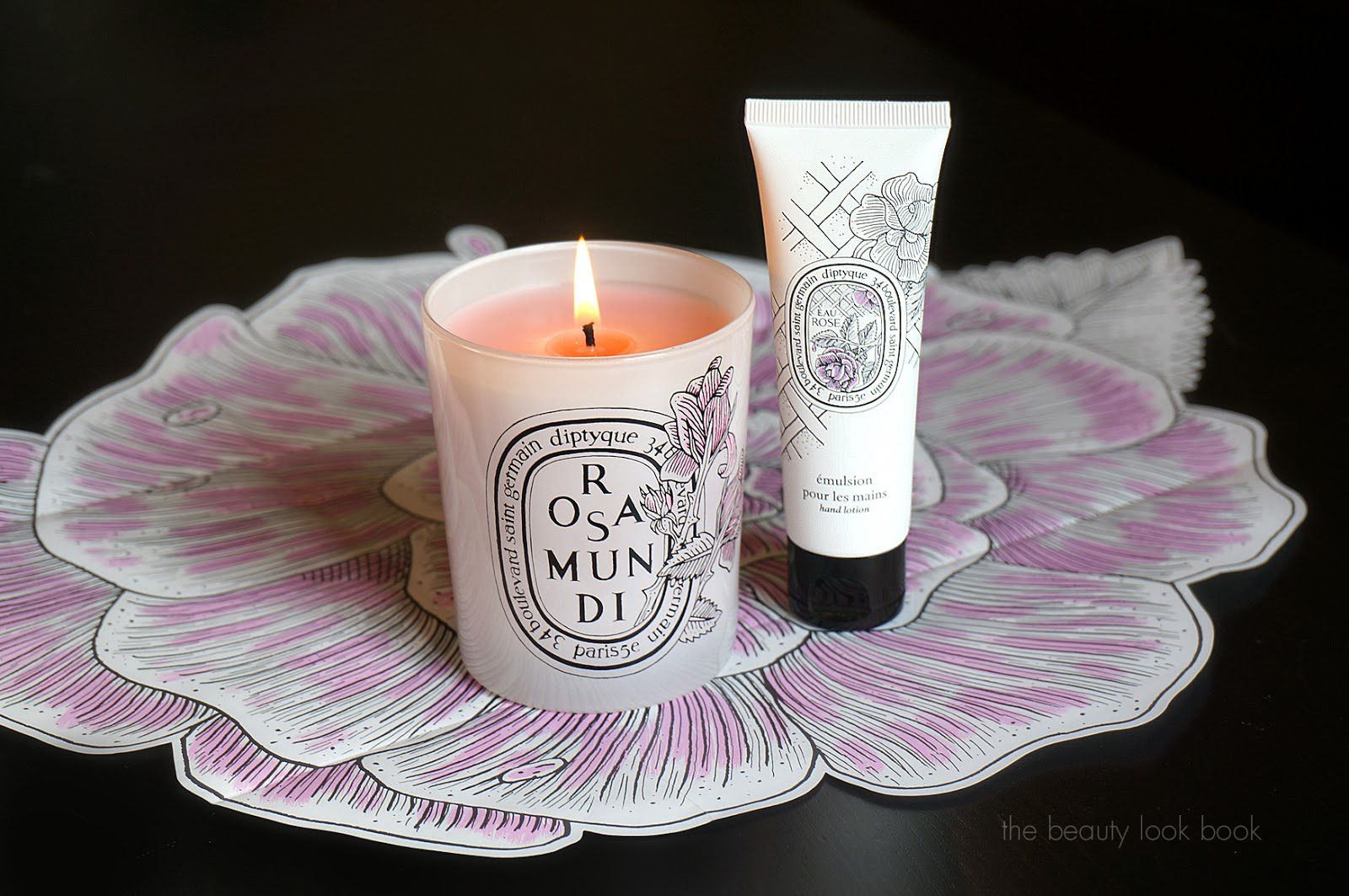 Diptyque Rosa Mundi Candle and Eau Rose Hand Lotion - The Beauty 