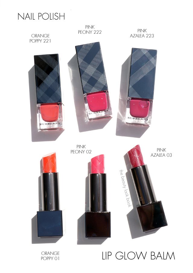 Burberry Summer Showers Lip Glow Balm Nail Polishes | Orange Poppy, Pink and Pink Azalea - The Beauty Look Book