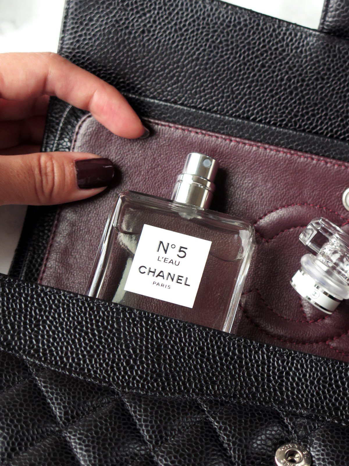Chanel N°5 L'Eau Perfume Styled Shot with Flap Bag