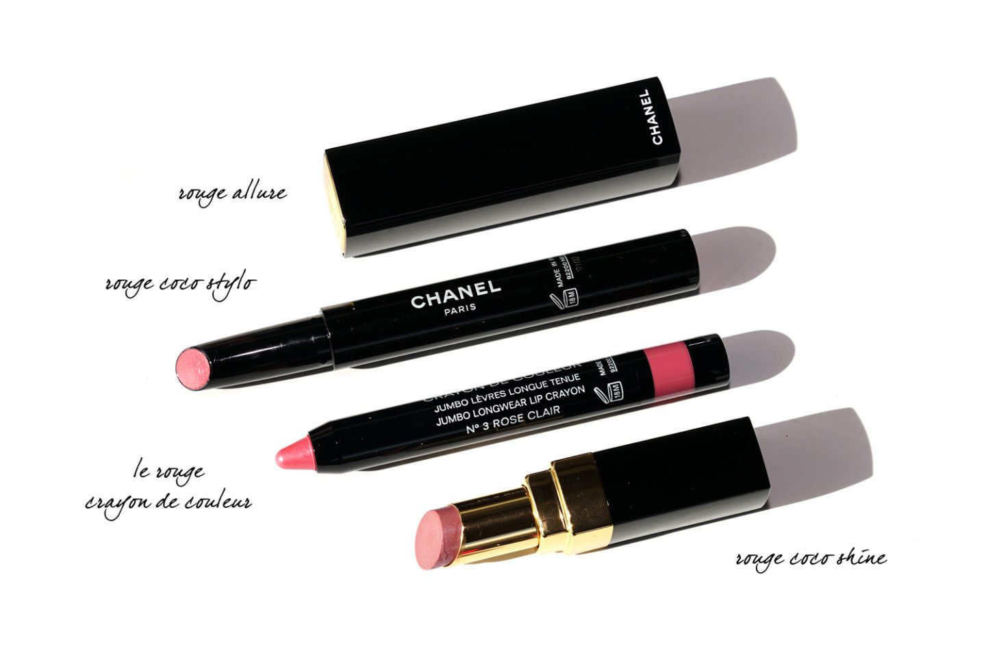 Chanel Rouge Allure, Rouge Coco Stylo, Le Rouge Crayon, Rouge Coco Shine