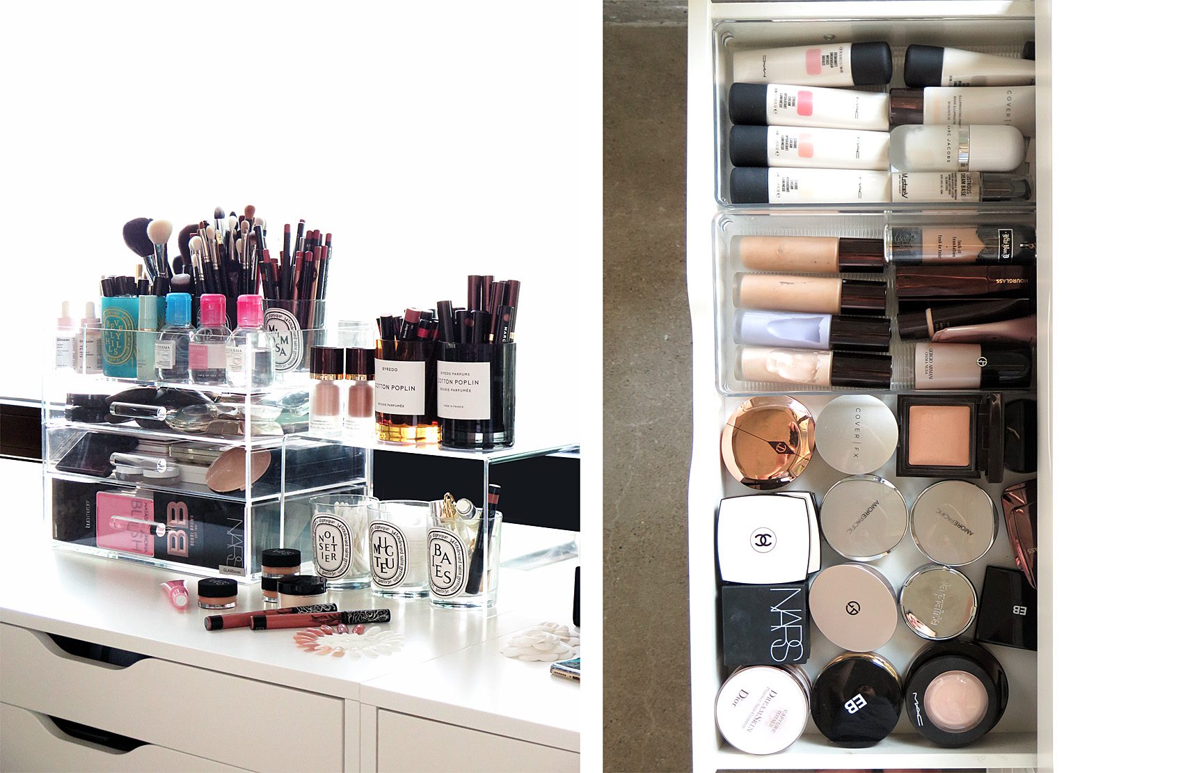 DIY IKEA Lack Shelf  Glam Beauty Room Makeup Organizer 
