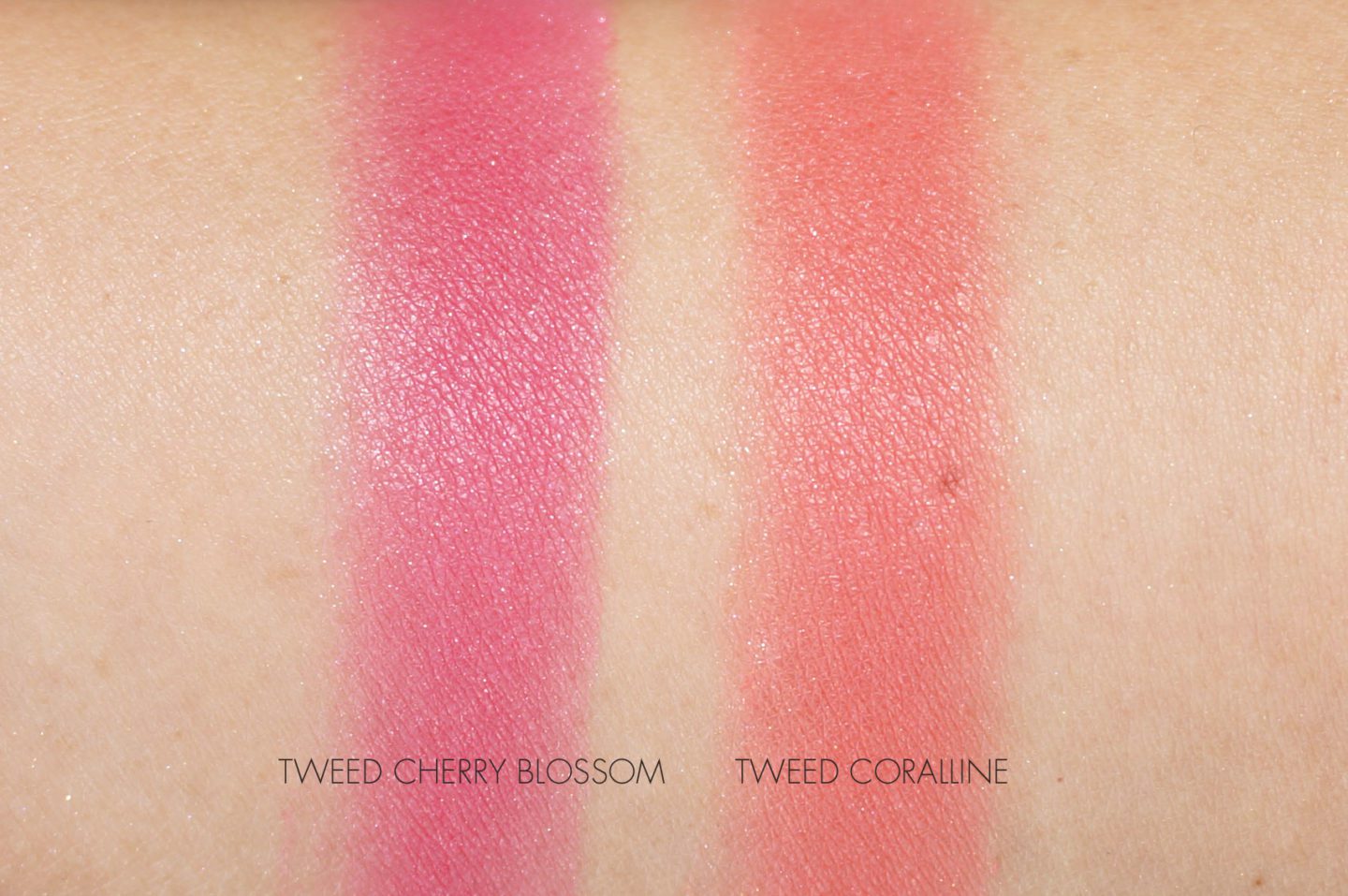 Chanel Tweed Cherry Blossom and Tweed Coralline Swatch | The Beauty Look Book