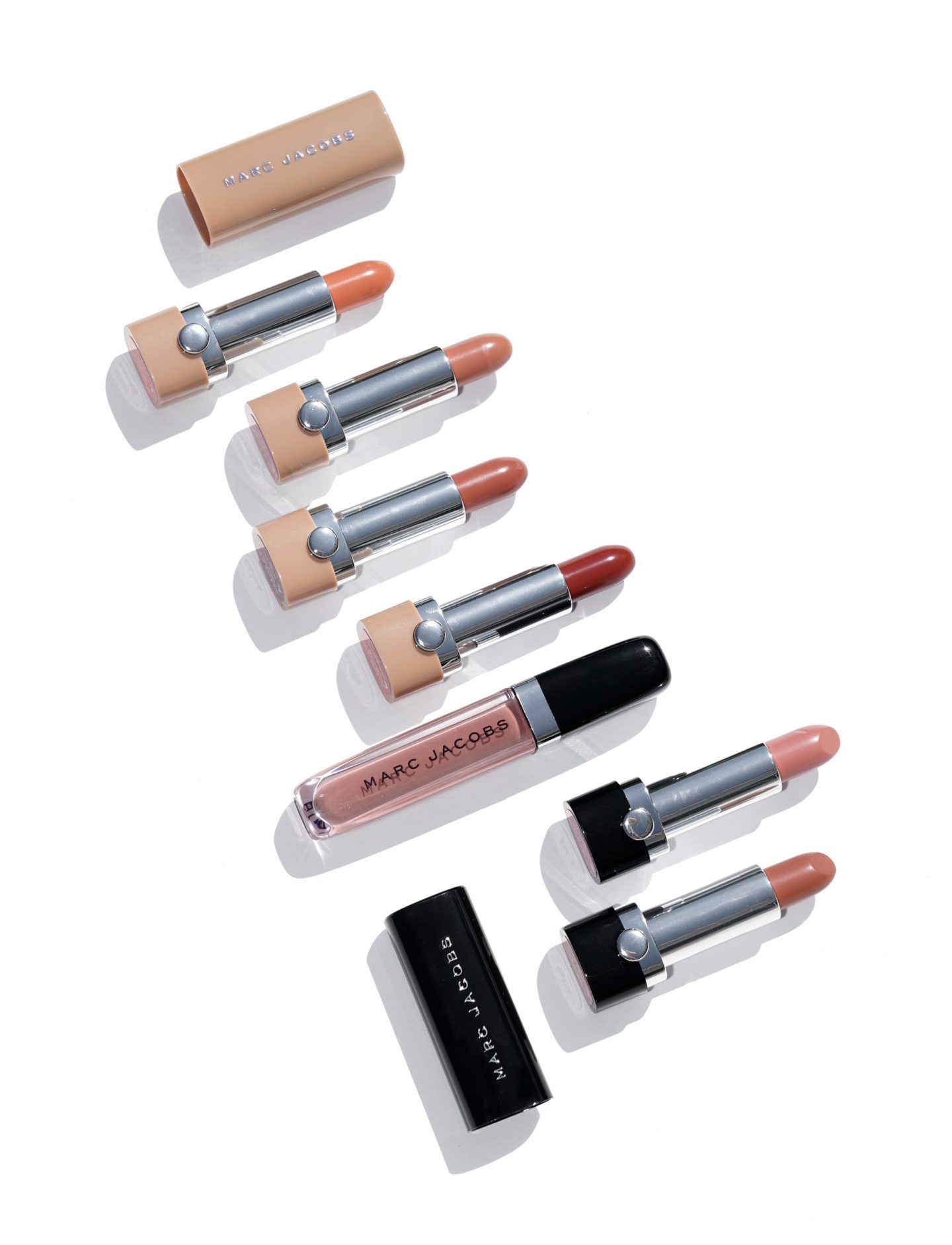 Marc Jacobs Beauty Le Marc Lip Creme, New Nudes Sheer Gel Lipstick and Enamored Hi-Shine Lip Lacquer Lipgloss | The Beauty Look Book