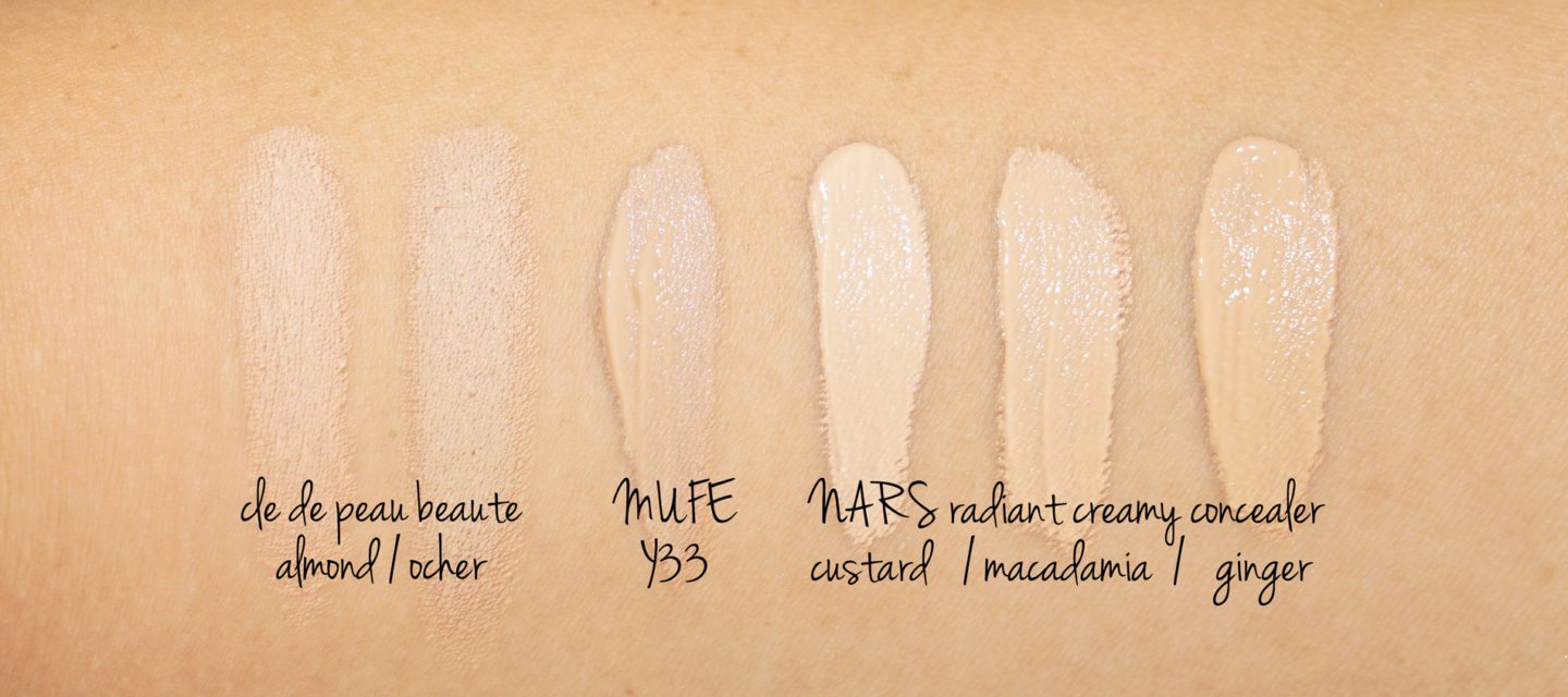 Concealer Swatches Cle de Peau Beaute, MUFE, NARS | The Beauty Look Book