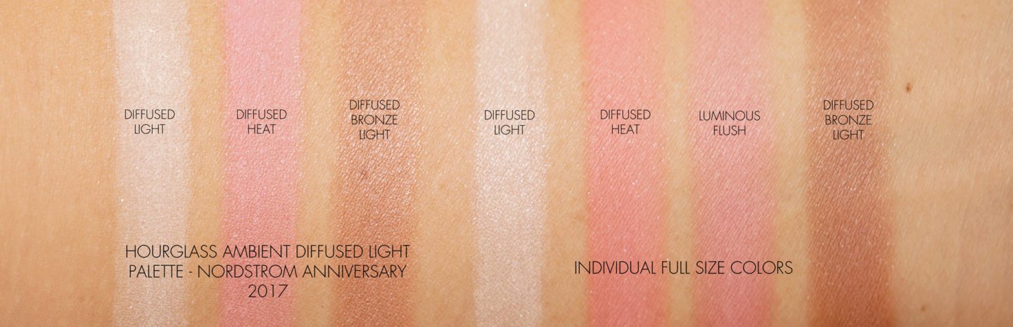 Hourglass Ambient Diffused Light Palette swatches vs individuals | The Beauty Look Book