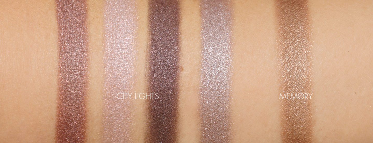 Chanel Les 4 Ombres City Lights and Ombre Premiere Cream in Memory swatches
