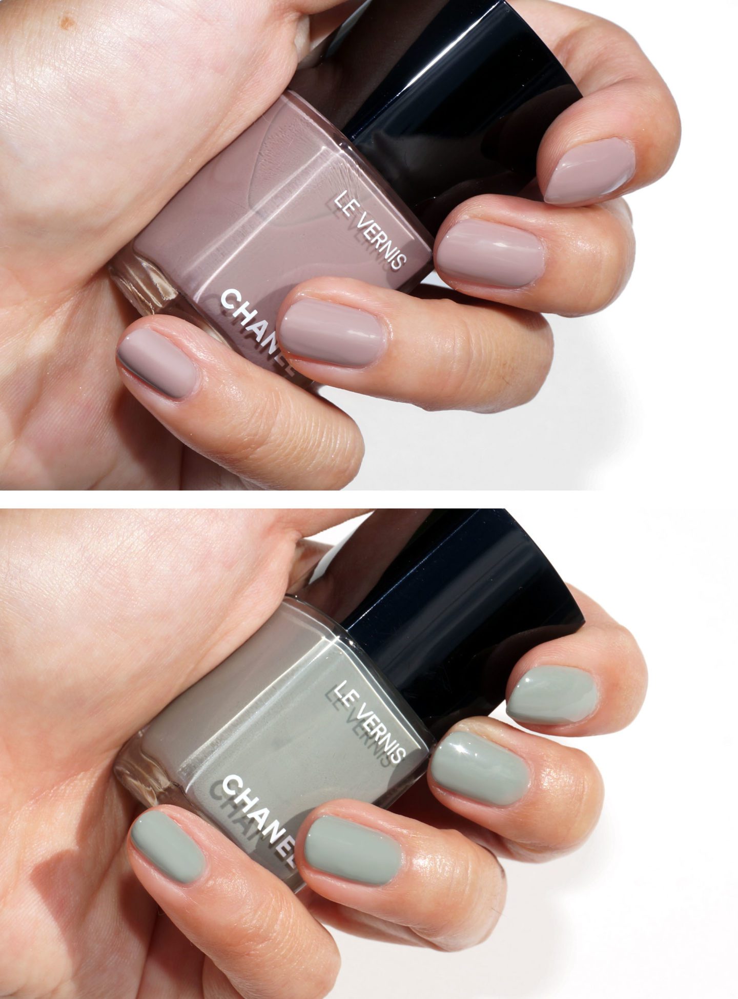 Chanel Le Vernis New Dawn (mauve) and Horizon Line (green) | The Beauty Look Book 
