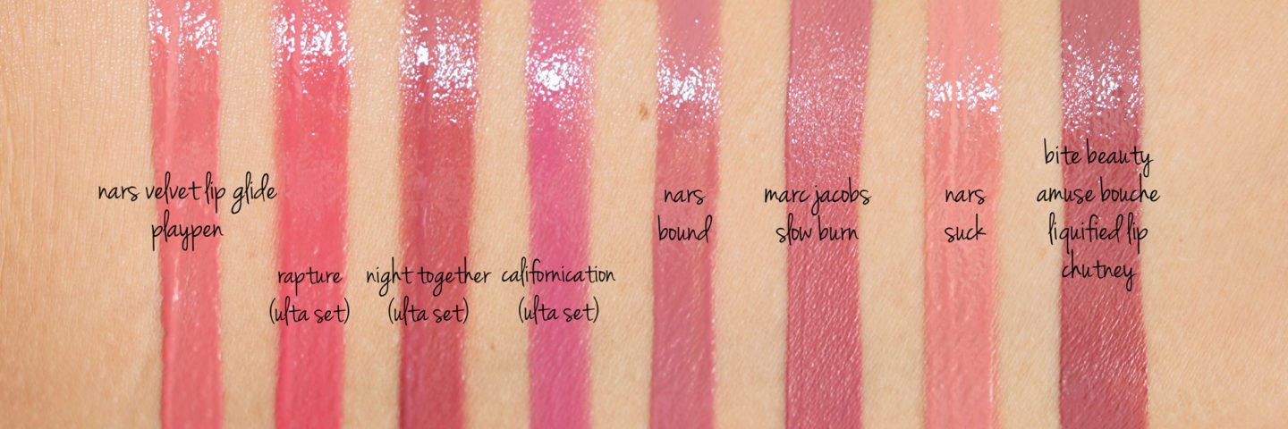 NARSissist Velvet Glide comparison swatches | The Beauty Look Book