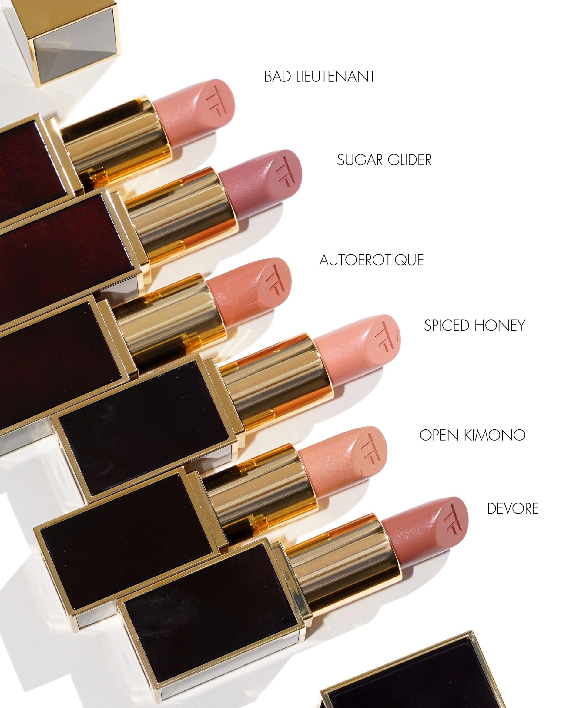 Tom Ford Lip Color New Shades: Bad Lieutenant, Sugar Glider, Autoerotique,  Spiced Honey, Open Kimono and Devore - The Beauty Look Book