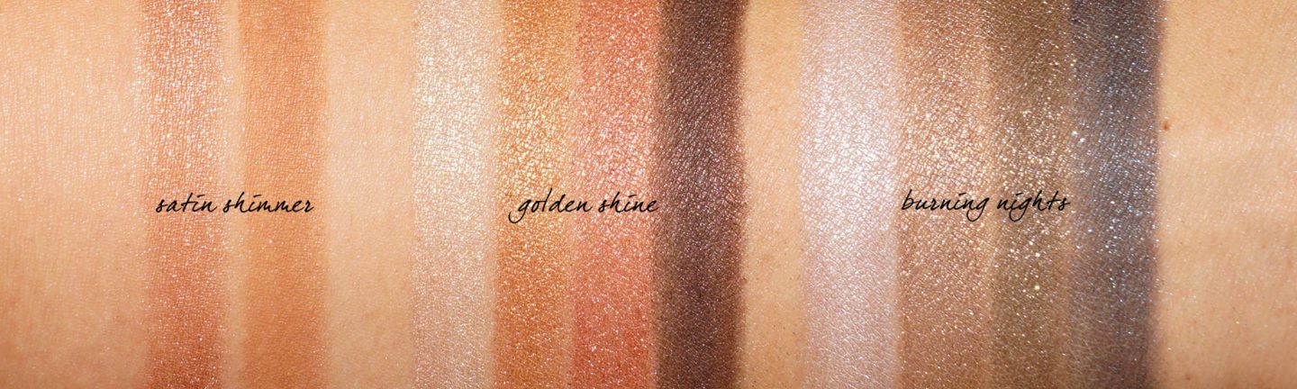 MAC Jade Jagger Mineralize Eye Shadow in Burning Nights, Golden Shine and MSF in Satin Shimmer