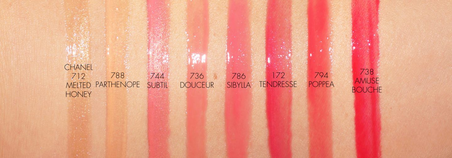 Chanel Rouge Coco Gloss swatches | The Beauty Look Book