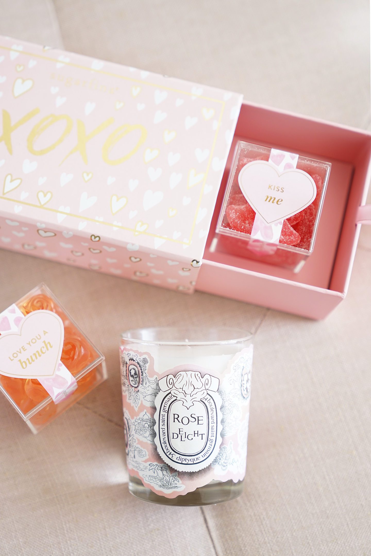Sugarfina Valentine's Day Duo and Diptyque Rose Delight Candle | The Beauty Look Book