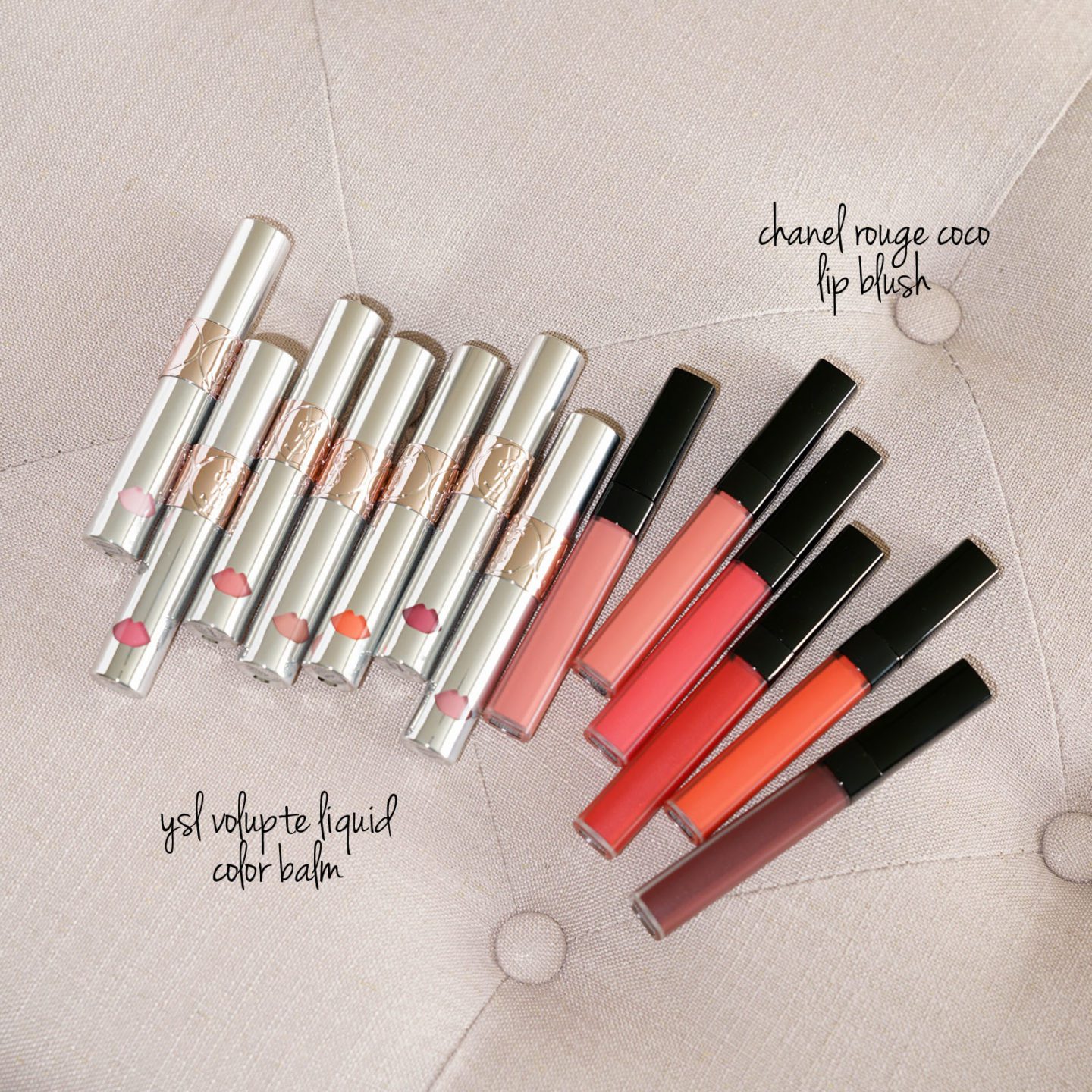 YSL Volupte Liquid Colour Balms and Chanel Rouge Coco Lip Blush Swatches | The Beauty Look Book