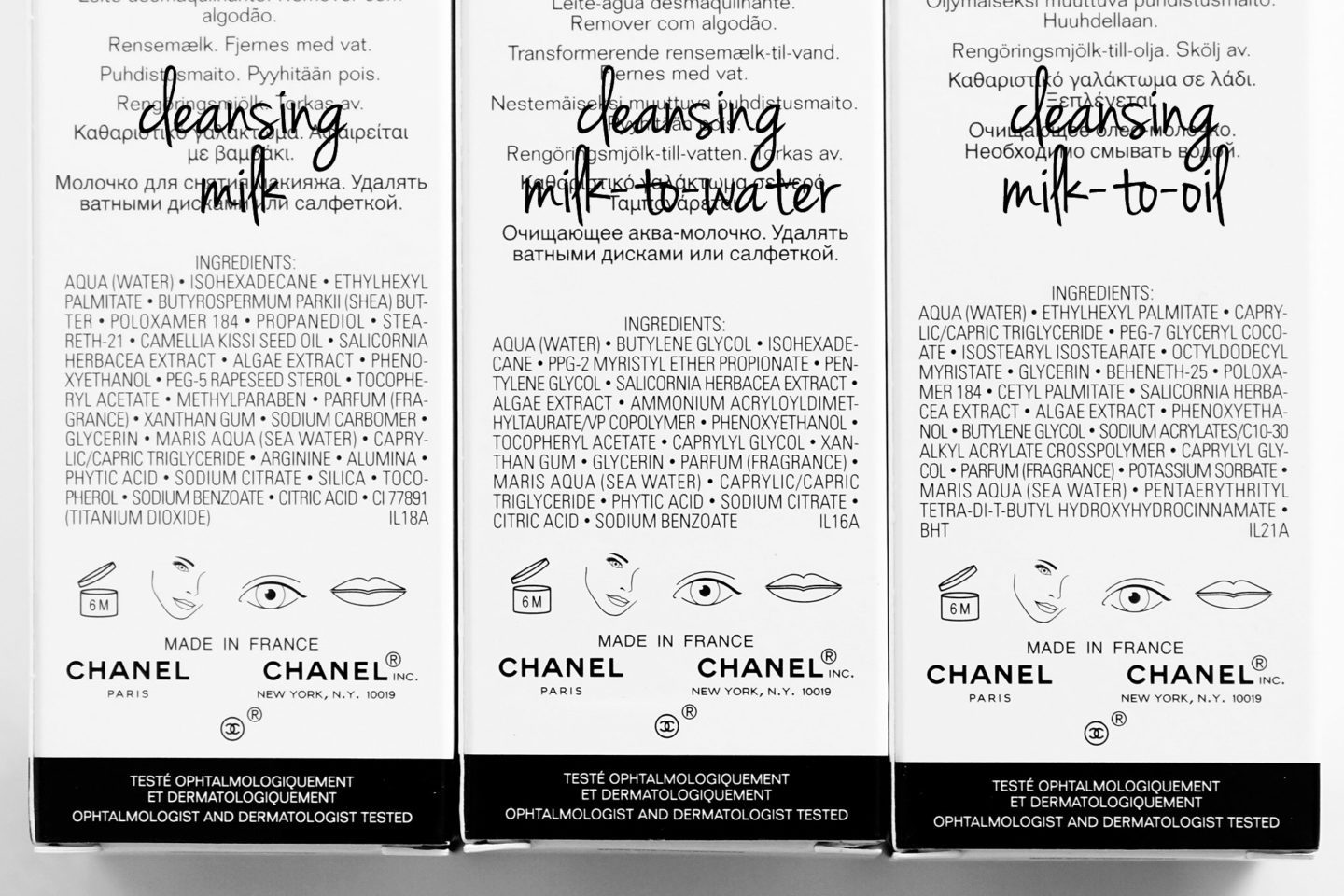 Chanel Cleansing Collection Ingredients