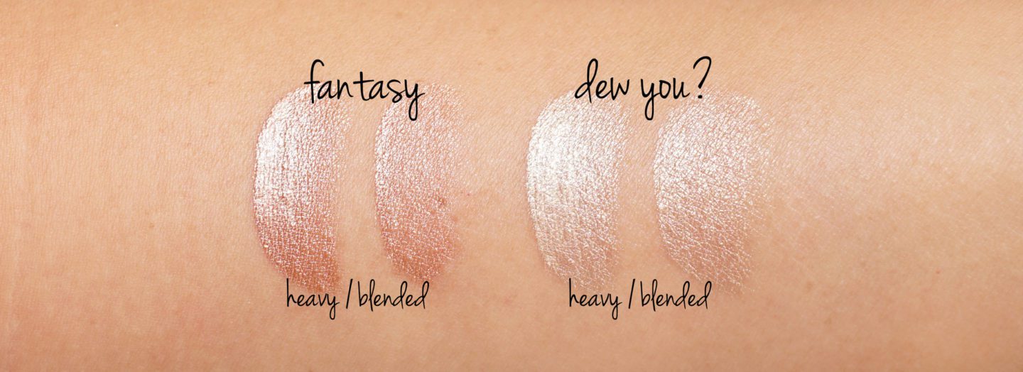 Marc Jacobs Dew Drops Swatches Coconut Gel Highlighter in Fantasy vs Dew You?