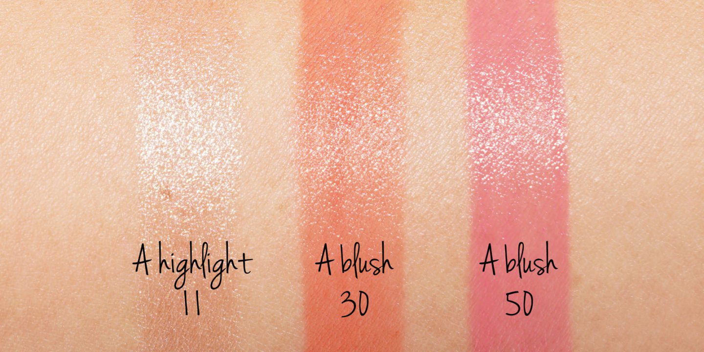 Armani Neo Nude A-Highlighter 11, A-Blush 30 and 50 swatches