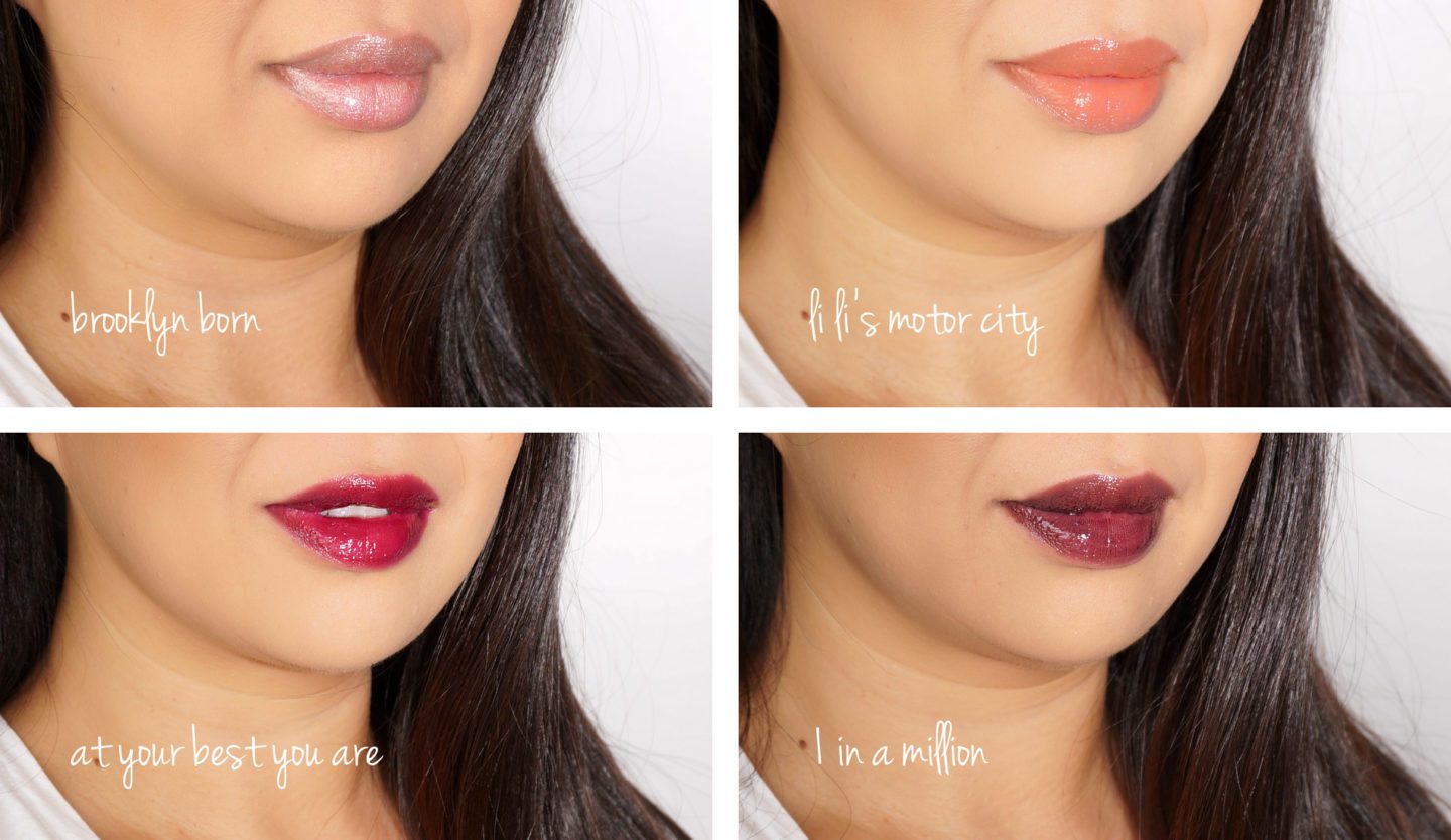 MAC Aaliyah Lipglass Brooklyn Born, Li Li's Motor City, At Your Best You Are, 1 in a Million review and swatches