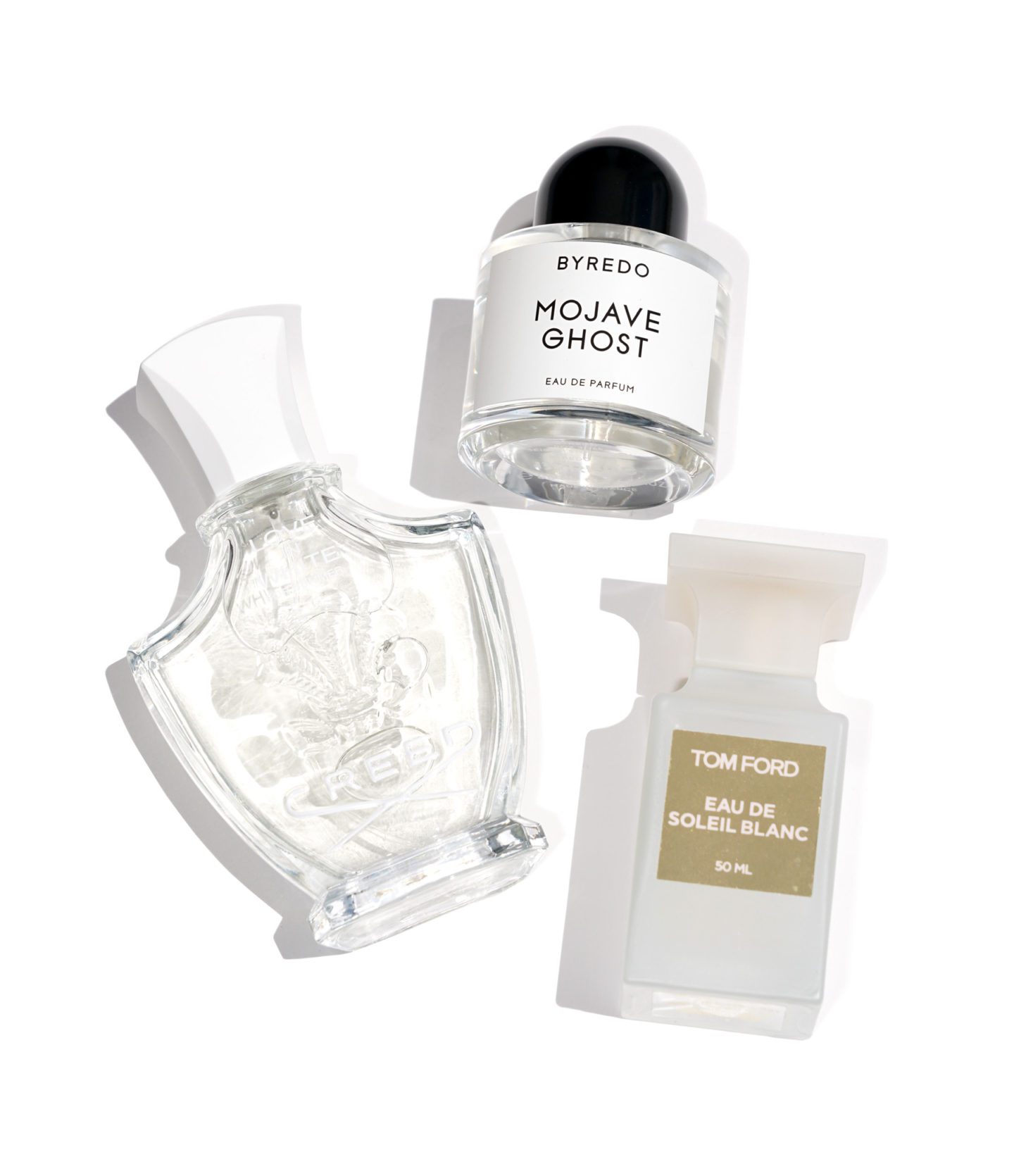 Creed Love in White for Summer, Byredo Mojave Ghost and Tom Ford Eau de Soleil Blanc