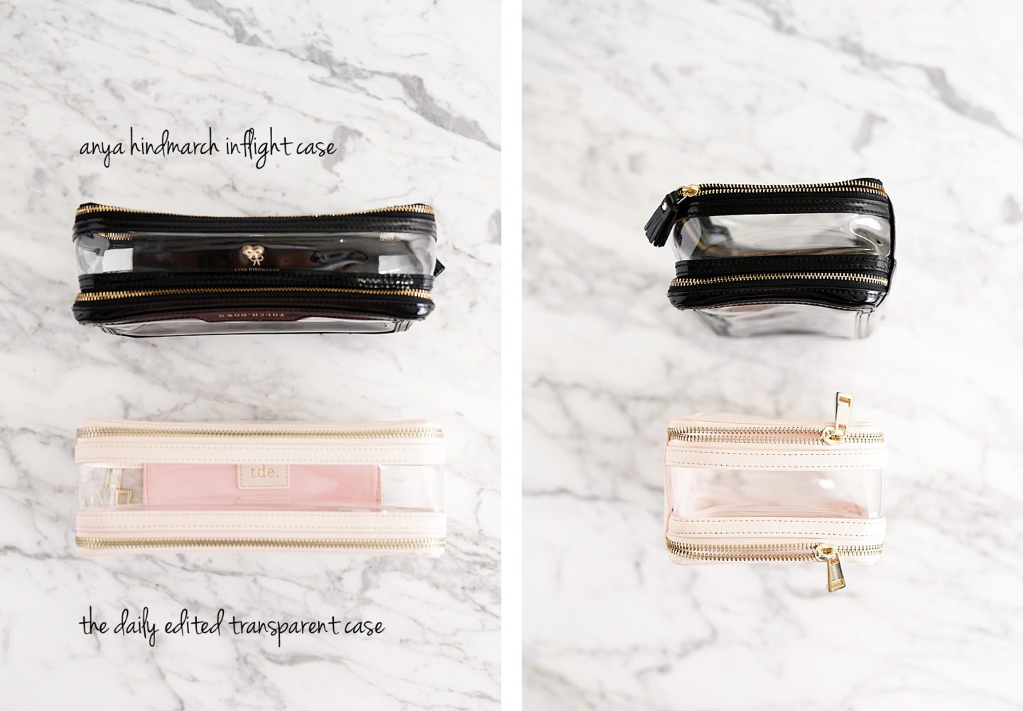 The Daily Edited Transparent Cosmetic Case vs Anya Hindmarch Inflight Travel Case