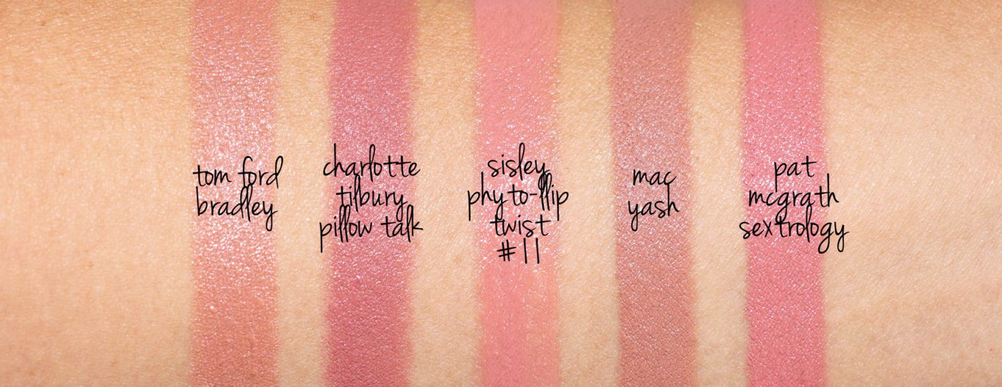 Best Neutral Lipsticks Tom Ford Bradley, Charlotte Tilbury Pillow Talk, Sisley Phyto Lip Twist 11, MAC Yash, Pat McGrath LuxeTrance Sextrology