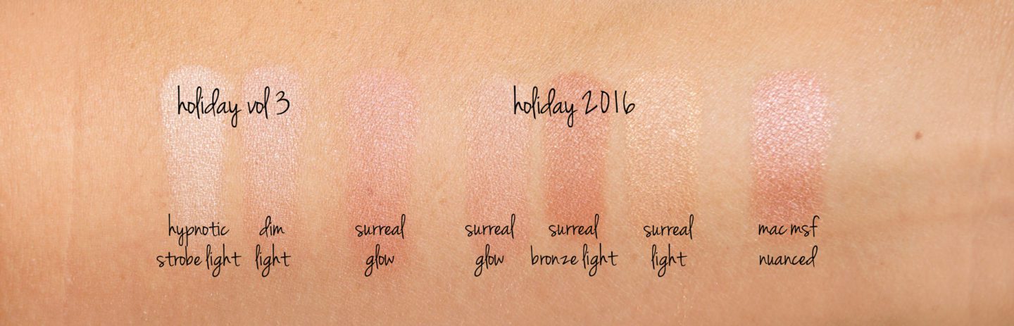 Hourglass Ambient Lighting Blush Palette swatch comparisons