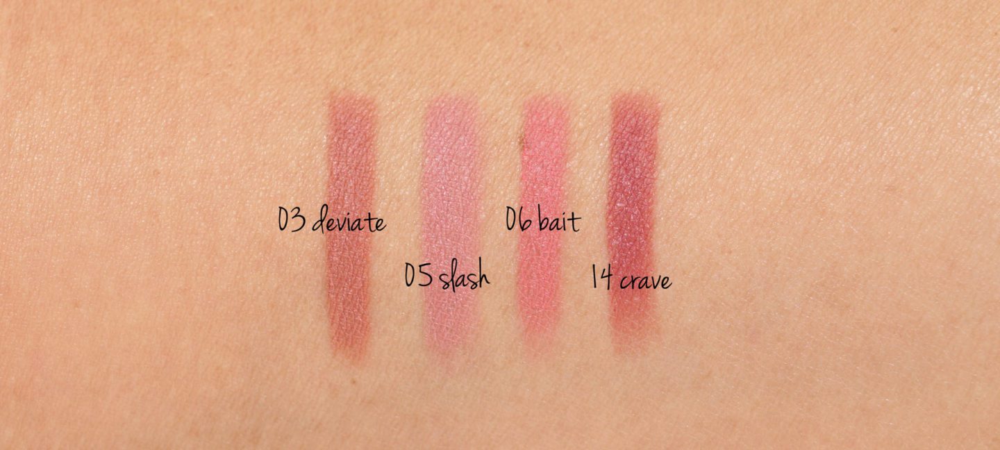 Tom Ford Lip Sculptor Swatches Deviate, Slash, Bait and Crave | The Beauty Look Book