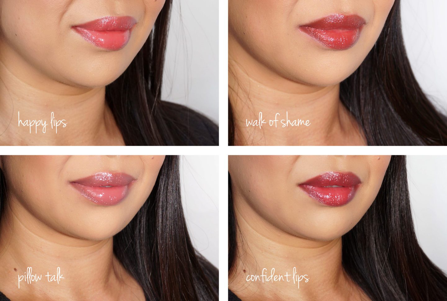 Charlotte Tilbury Superstar Lips Happy Lips, Walk of Shame, Pillow Talk and Confident Lips swatches