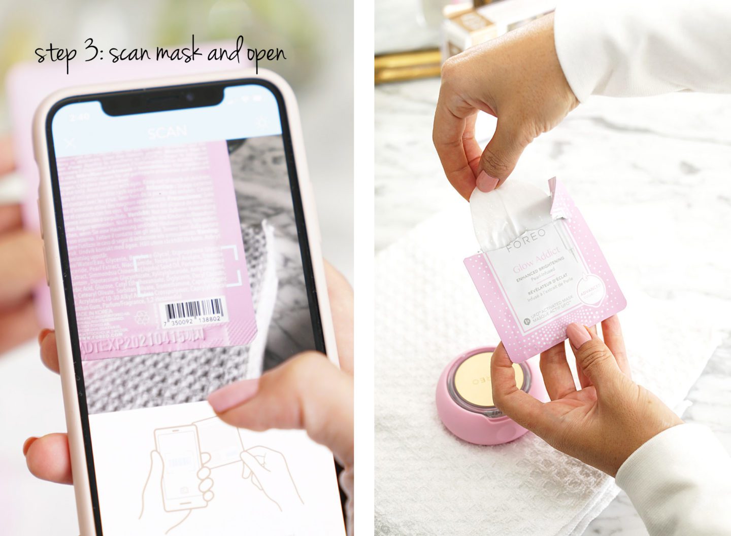 Foreo UFO Smart Mask Demo | Scan Mask to Activate Device