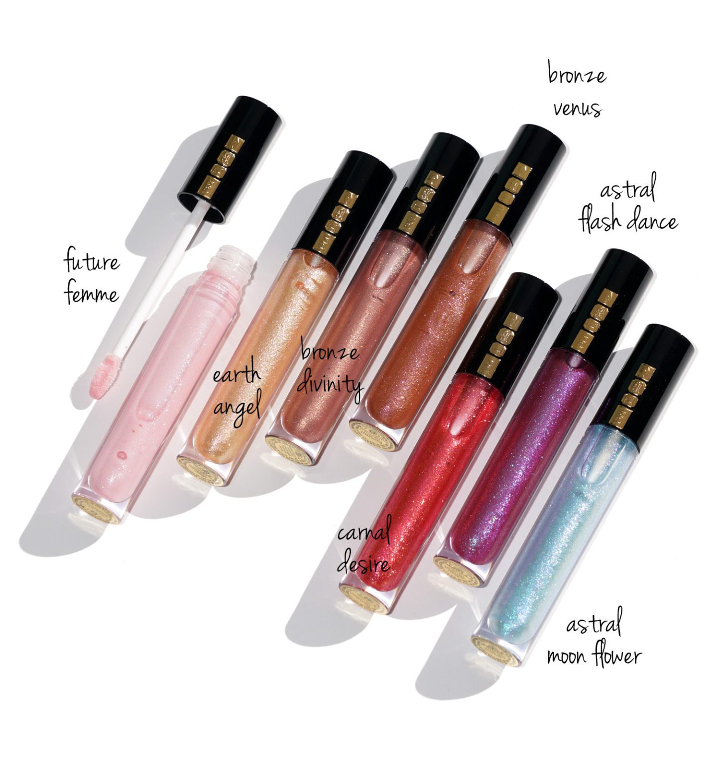 Pat McGrath Lust Gloss shimmers: Future Femme, Earth Angel, Bronze Divinity, Bronze Venus, Carnal Desire, Astral Flash Dance and Astral Moon Flower review | The Beauty Look Book