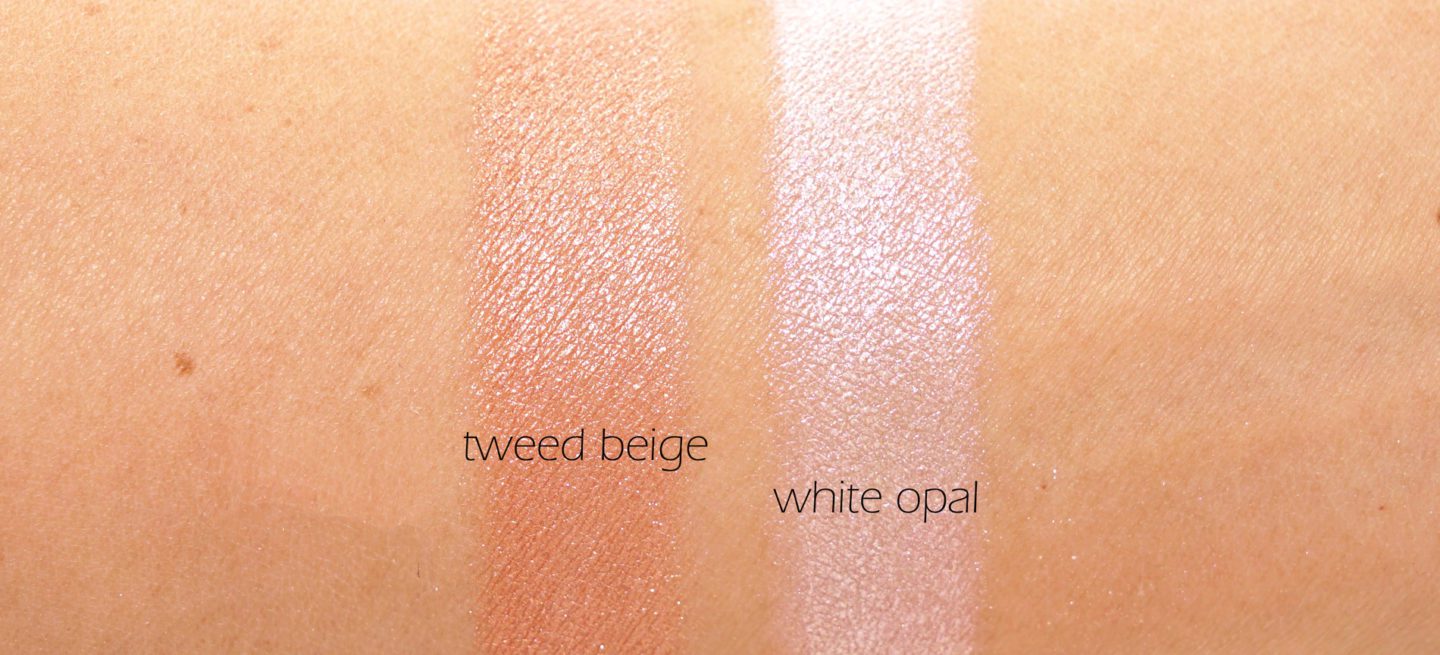 Chanel Les Tissages Tweed Beige and Poudre Lumiere in White Opal swatches