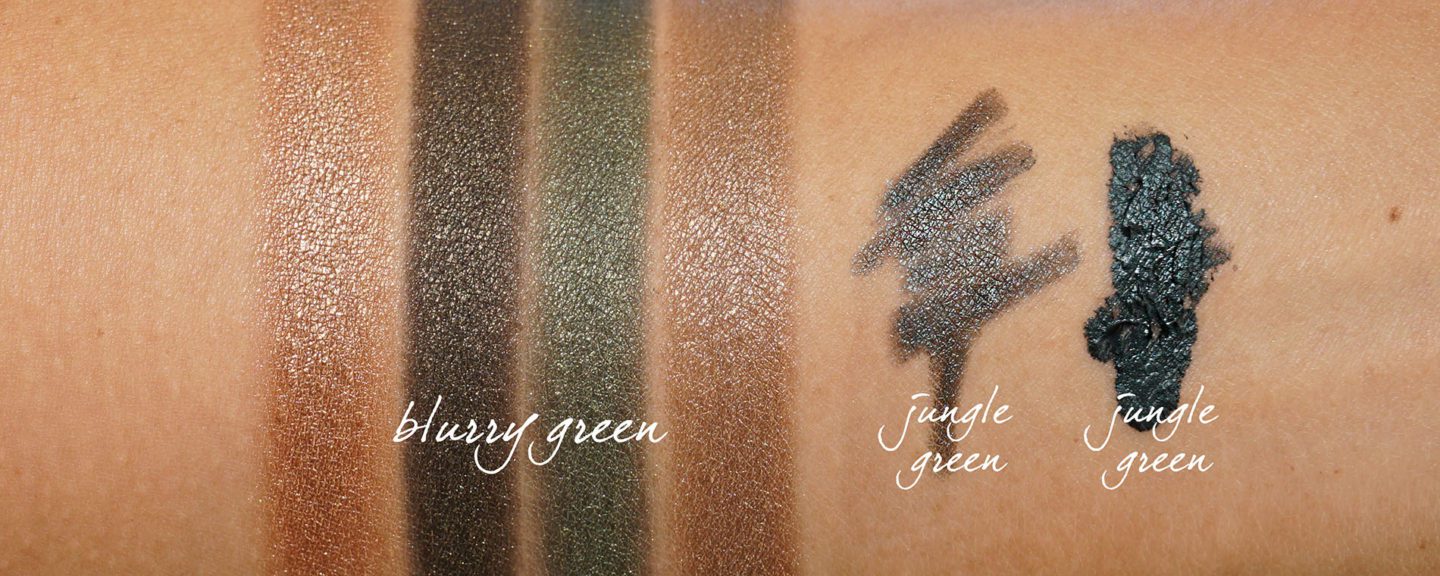 Chanel Blurry Green and Jungle Green swatches | The Beauty Look Book