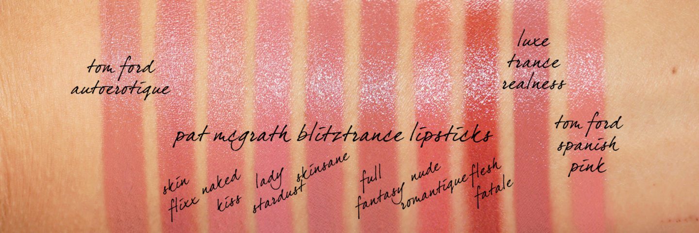 Swatches neutral lipsticks Tom Ford, Pat McGrath