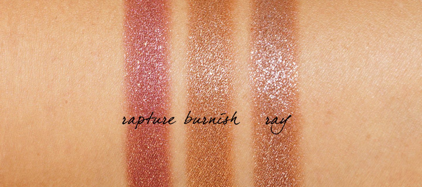 Hourglass Scattered Light Rapture, Burnish and Ray swatches