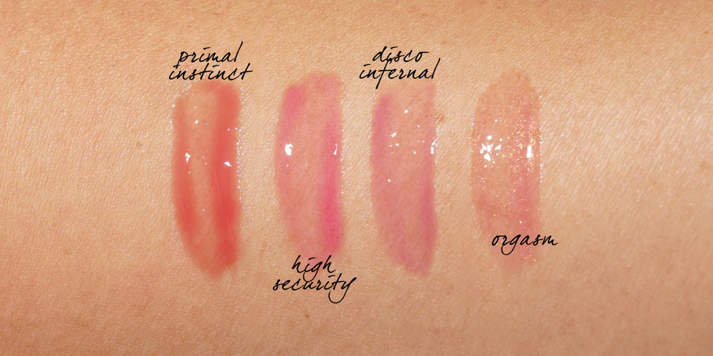 NARS Oil-Infused Lip Tints Primal Instinct, High Security, Disco Infernal swatches