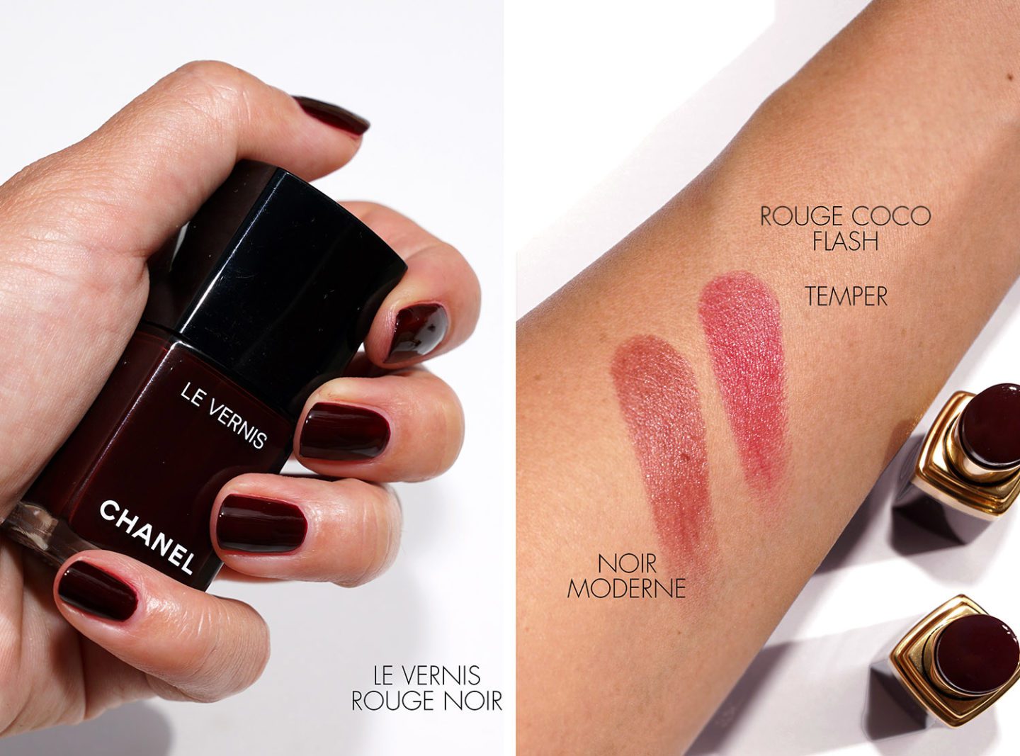 Chanel Le Vernis in Rouge Noir and Rouge Coco Flash Noir Moderne
