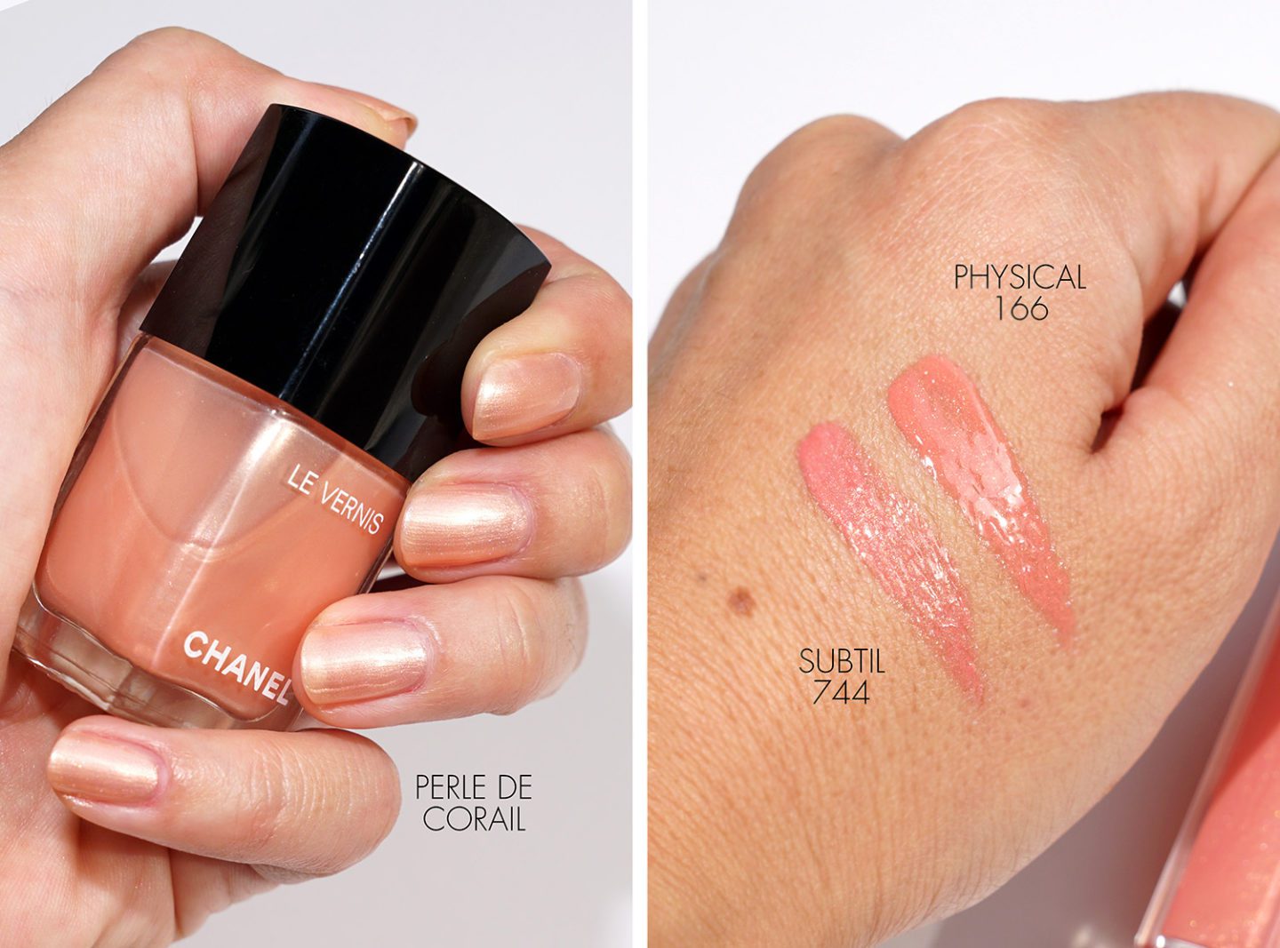 Chanel Le Vernis Perle de Corail + Rouge Coco Gloss Subtil and Physical