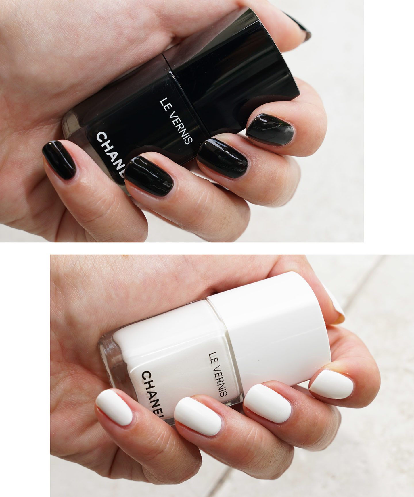 Chanel Fall 2019 Le Vernis Pure Black and Pure White swatches