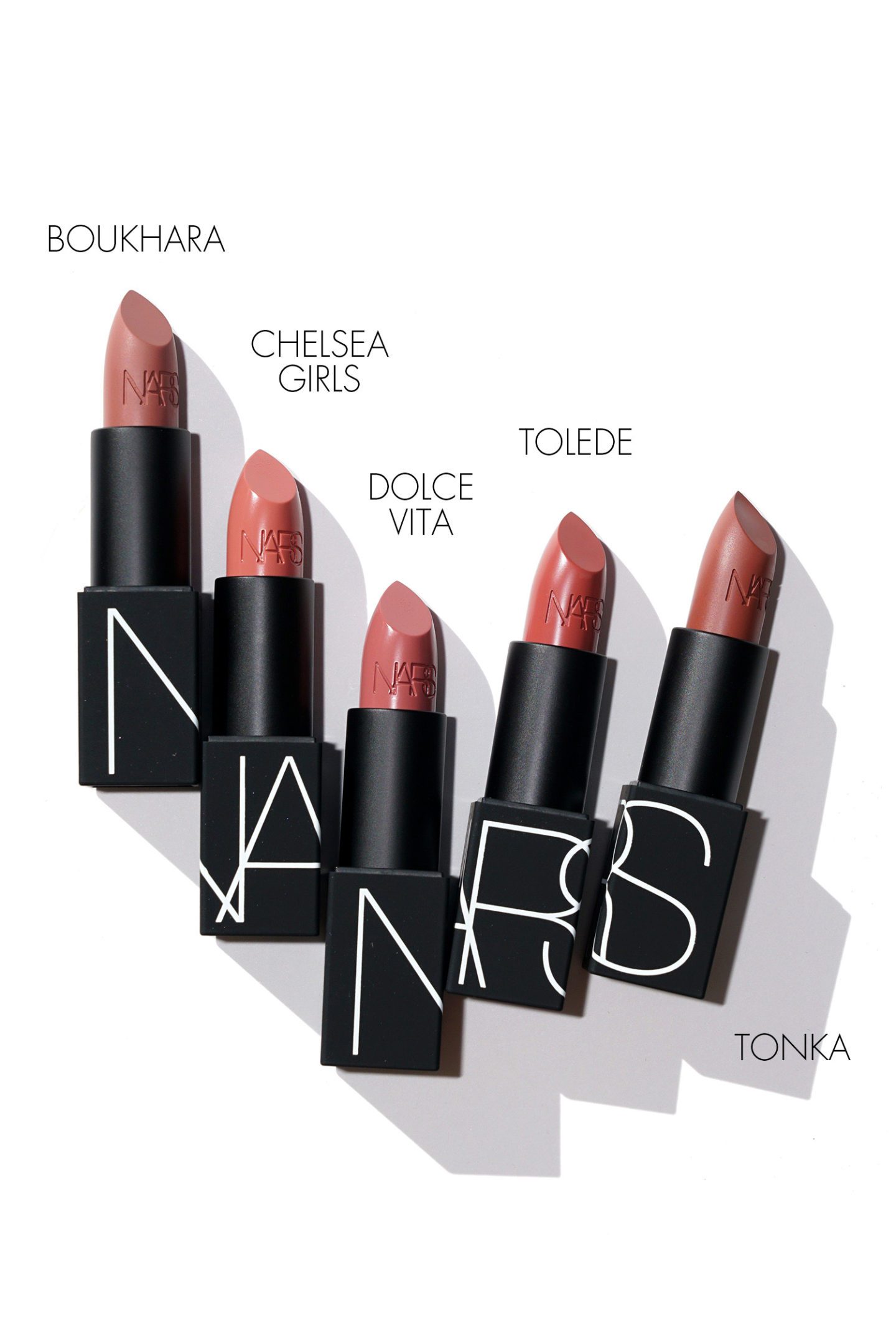 NARS Lipstick Boukhara, Chelsea Girls, Dolce Vita, Tolede, Tonka