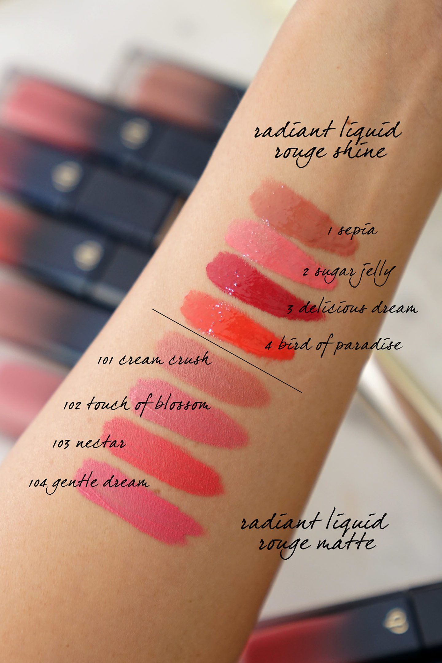 Cle de Peau Radiant Liquid Rouge Liquid Lipstick swatches