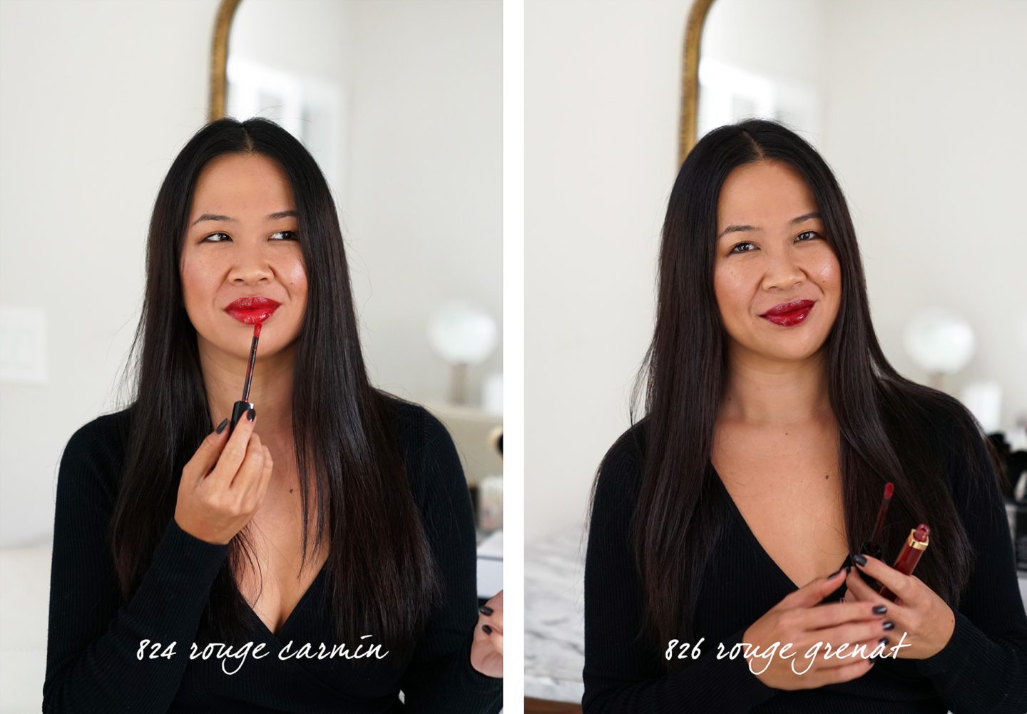 Chanel Rouge Coco Gloss Holiday 2019 Rouge Carmin and Grenat swatches