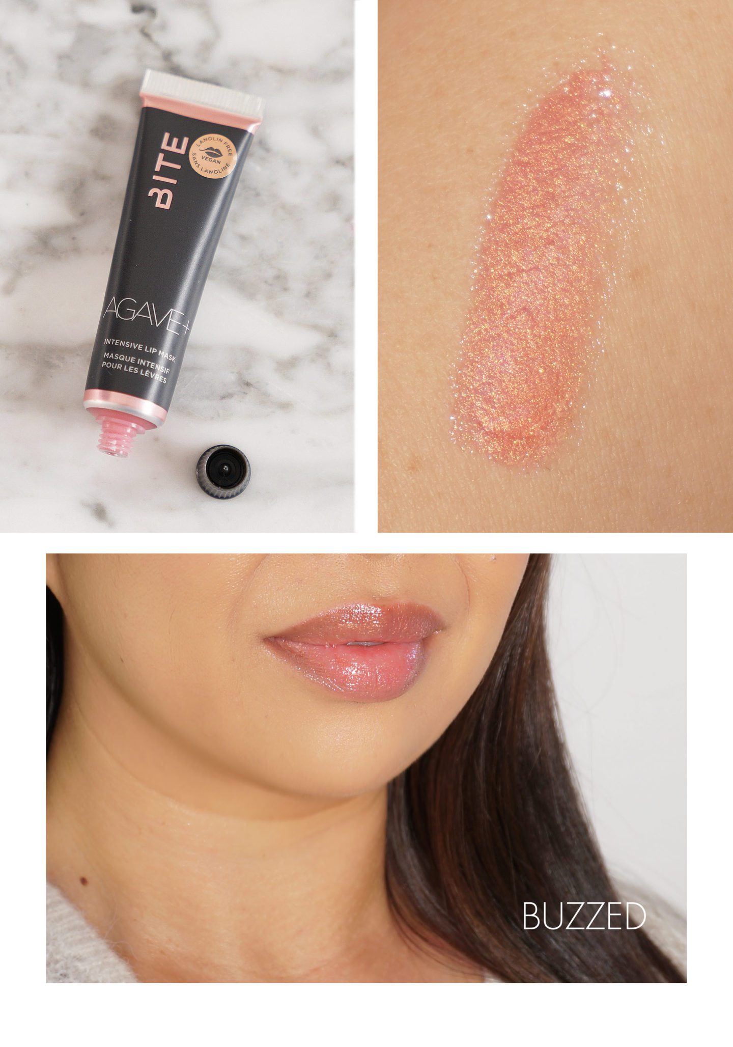 Bite Beauty Agave+ Lip Mask Buzzed swatches