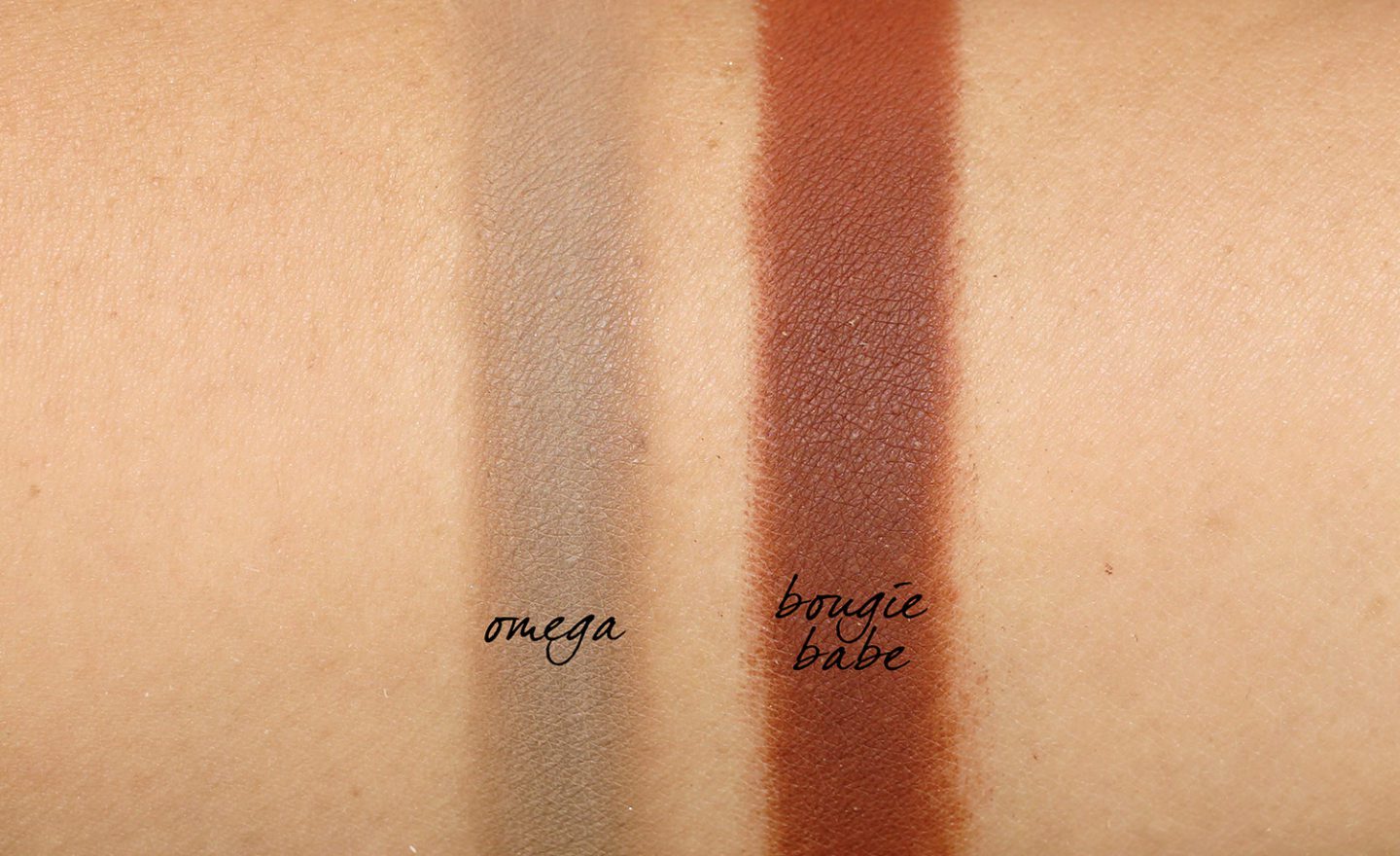 MAC Loud and Clear Eyeshadows Omega and Bougie Babe swatches