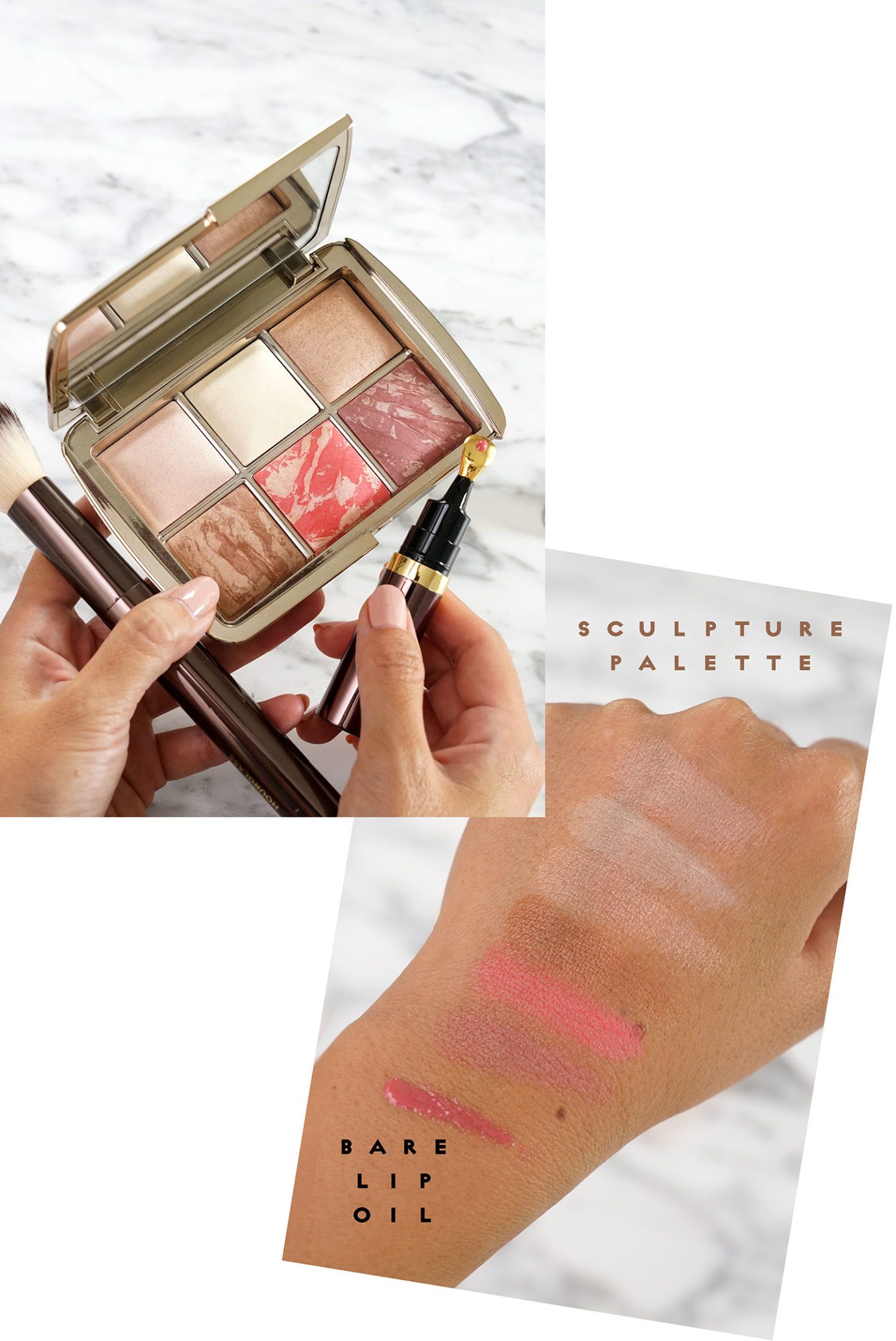 Hourglass Sculpture Ambient Lighting Edit Palette and Bare Lip Treatment Oil