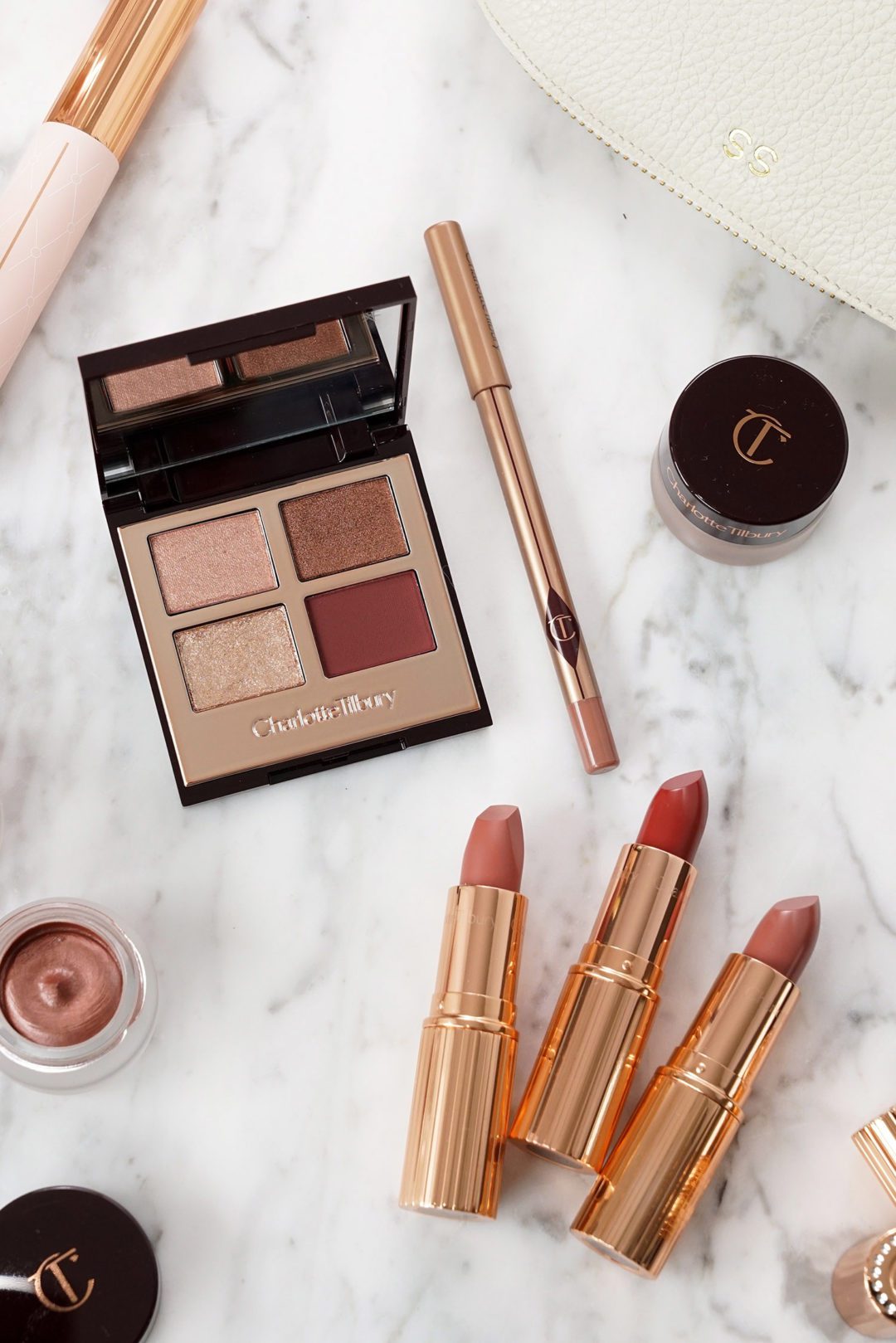 New Charlotte Tilbury Fire Rose Eyeshadow Quad + Nude Lipsticks Review 