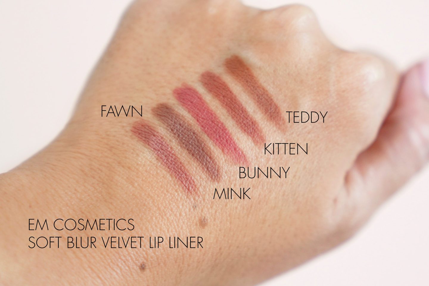 EM Cosmetics Soft Blur Velvet Lip Liner swatches