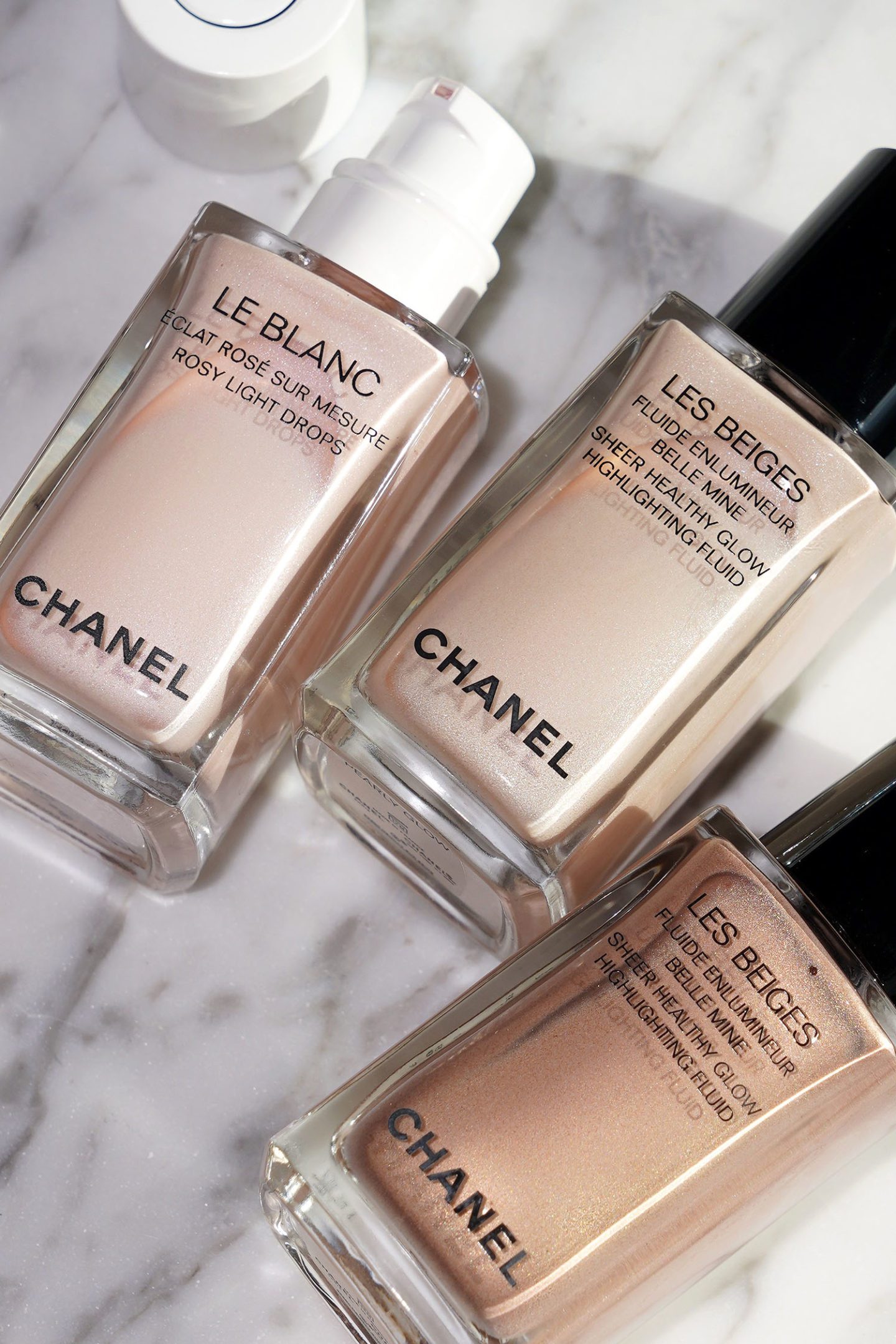 Chanel Le Blanc Rosy Light Drops and Les Beiges Highlighting Fluid