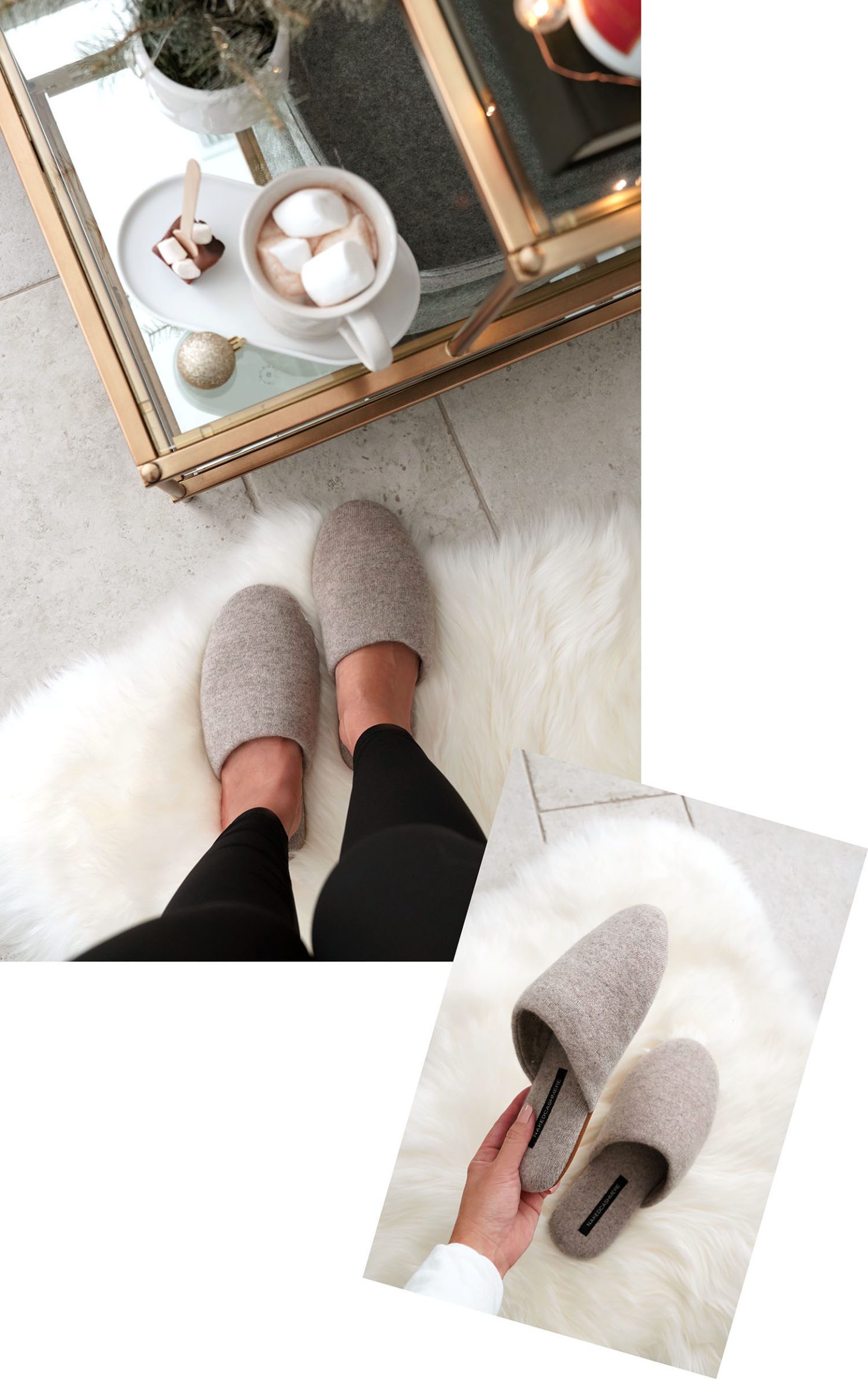 Naked Cashmere Mule Slippers in Mink