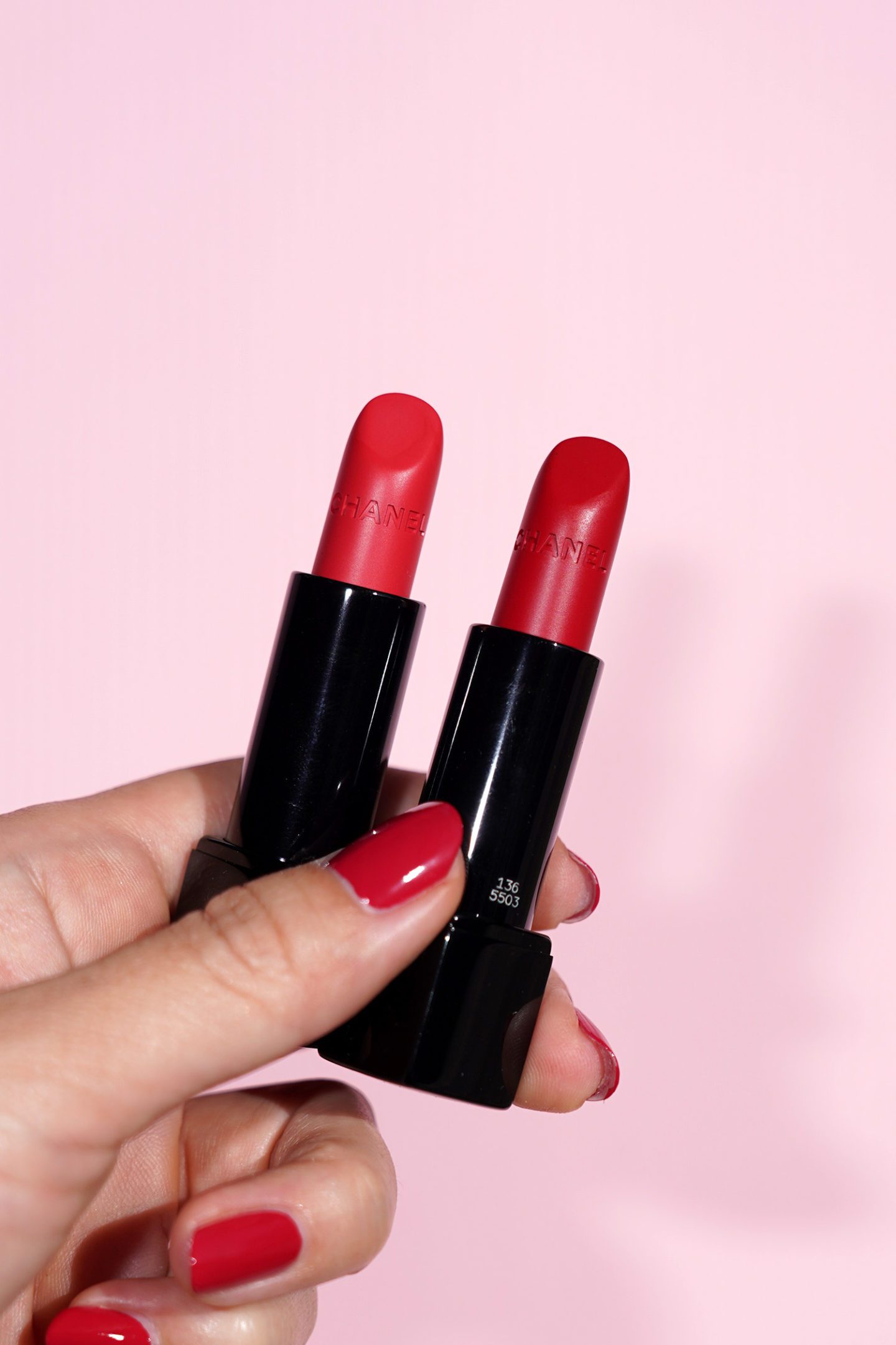 Chanel Rouge Allure Velvet Extreme in 134 Eclosion and 136 Pivoine Noire 